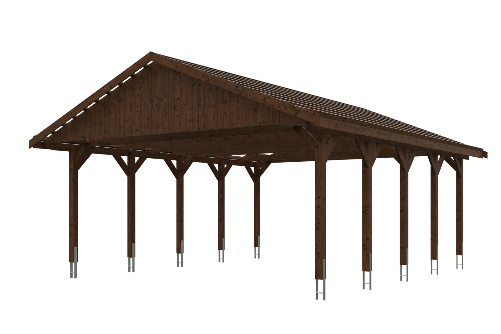 Carport Wallgau 620 x 750 cm, nussbaum, Dachlattung