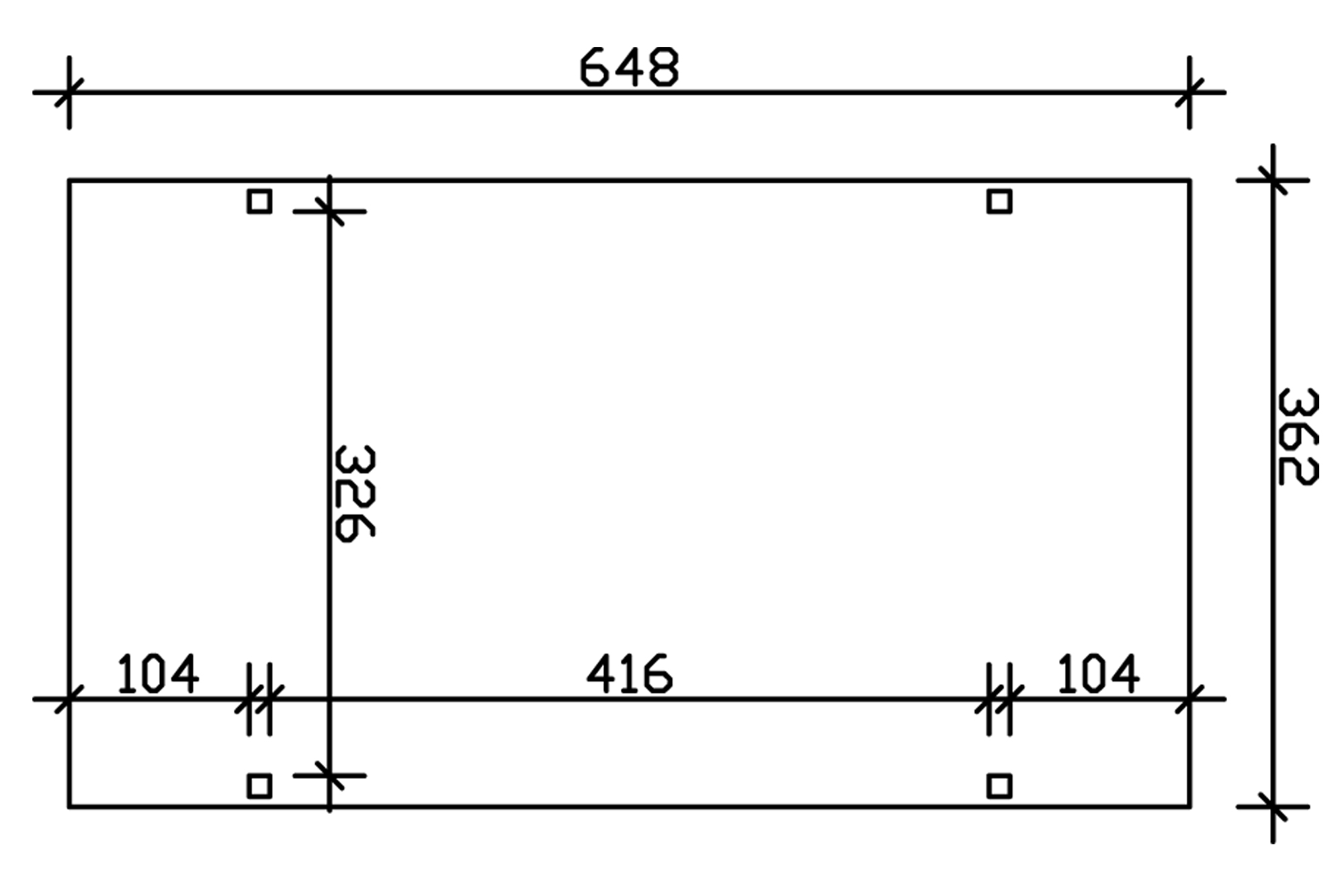 Carport Westerwald 362 x 648 cm, onbehandeld, met polycarbonaatplaten