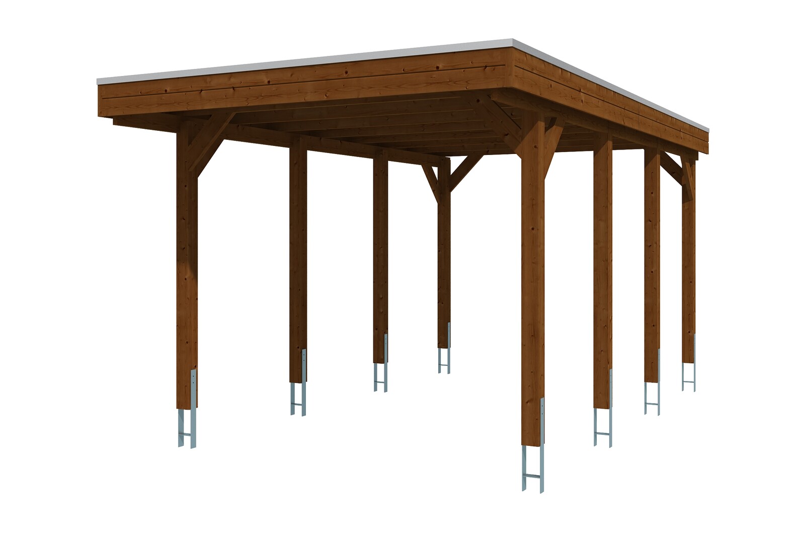 Carport Friesland 314 x 555 cm mit EPDM-Dach, nussbaum