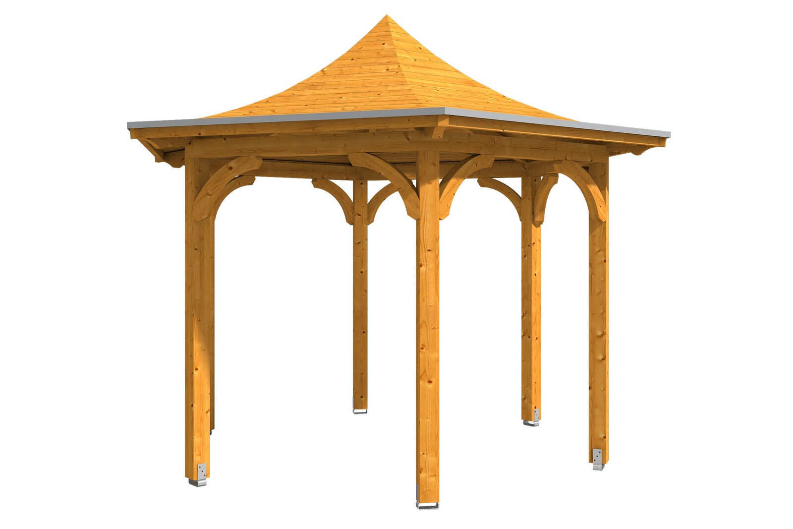 6hranný altán VERSAILLES, Ø 418 cm, barevně ošetřené v barvě světlý dub