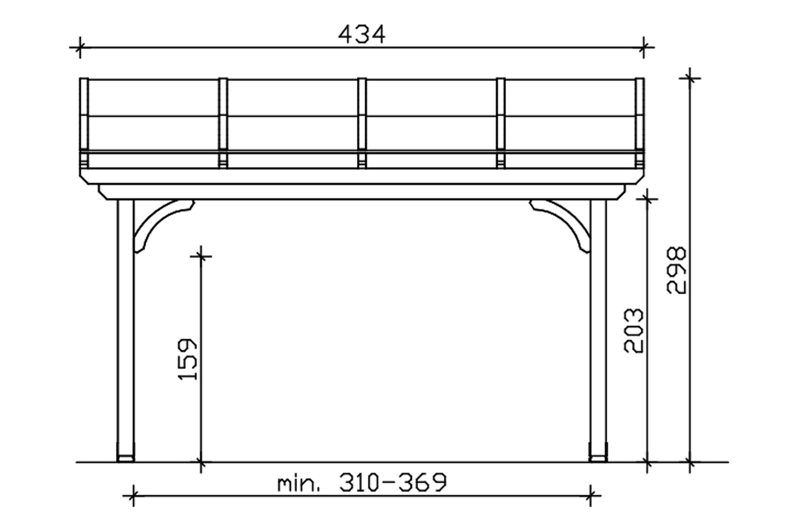 Terrassenüberdachung Verona 434 x 289 cm, Leimholz, eiche hell