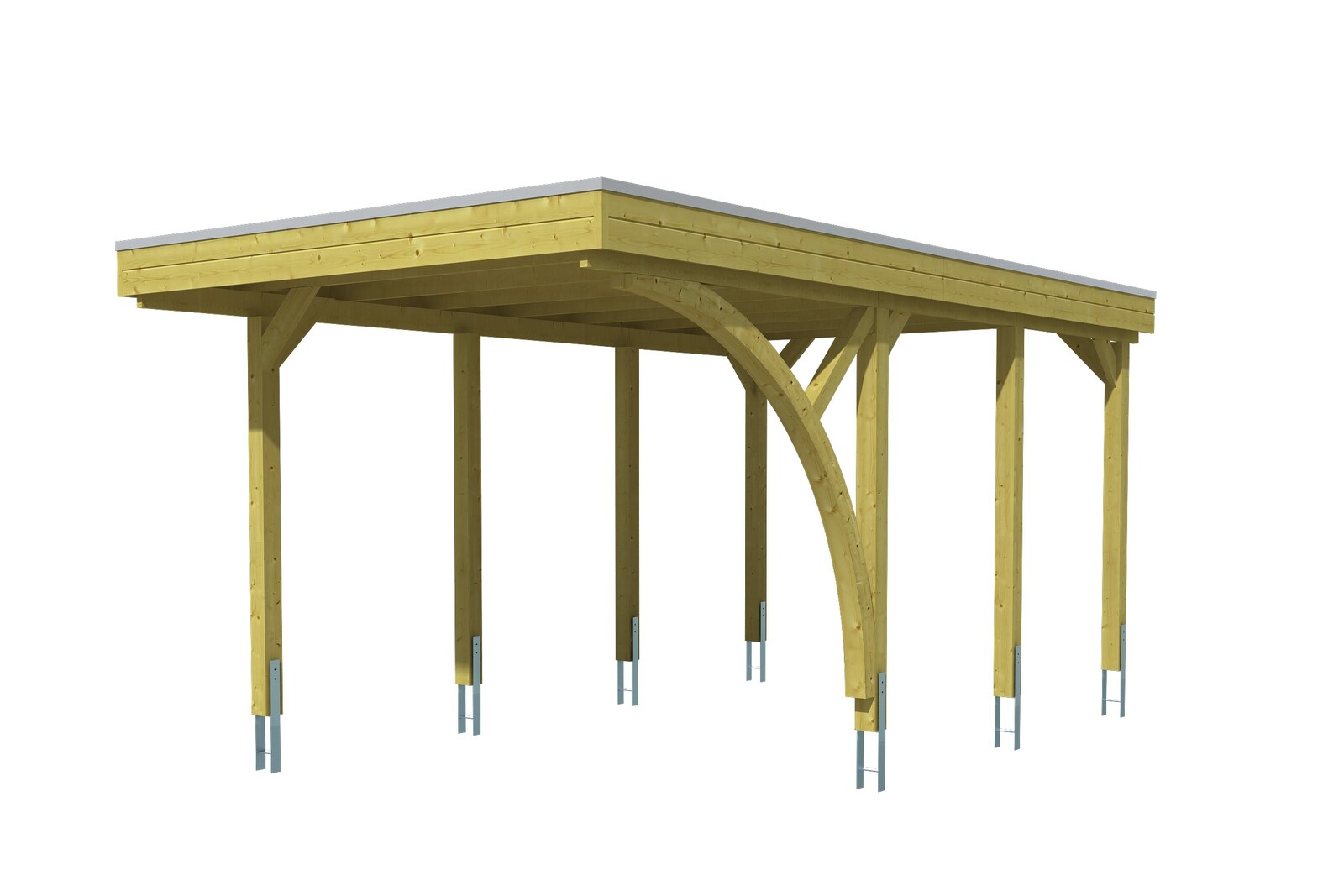 Carport Friesland 314x555cm Set 5, avec 1 arc, bois résineux imprégné vert
