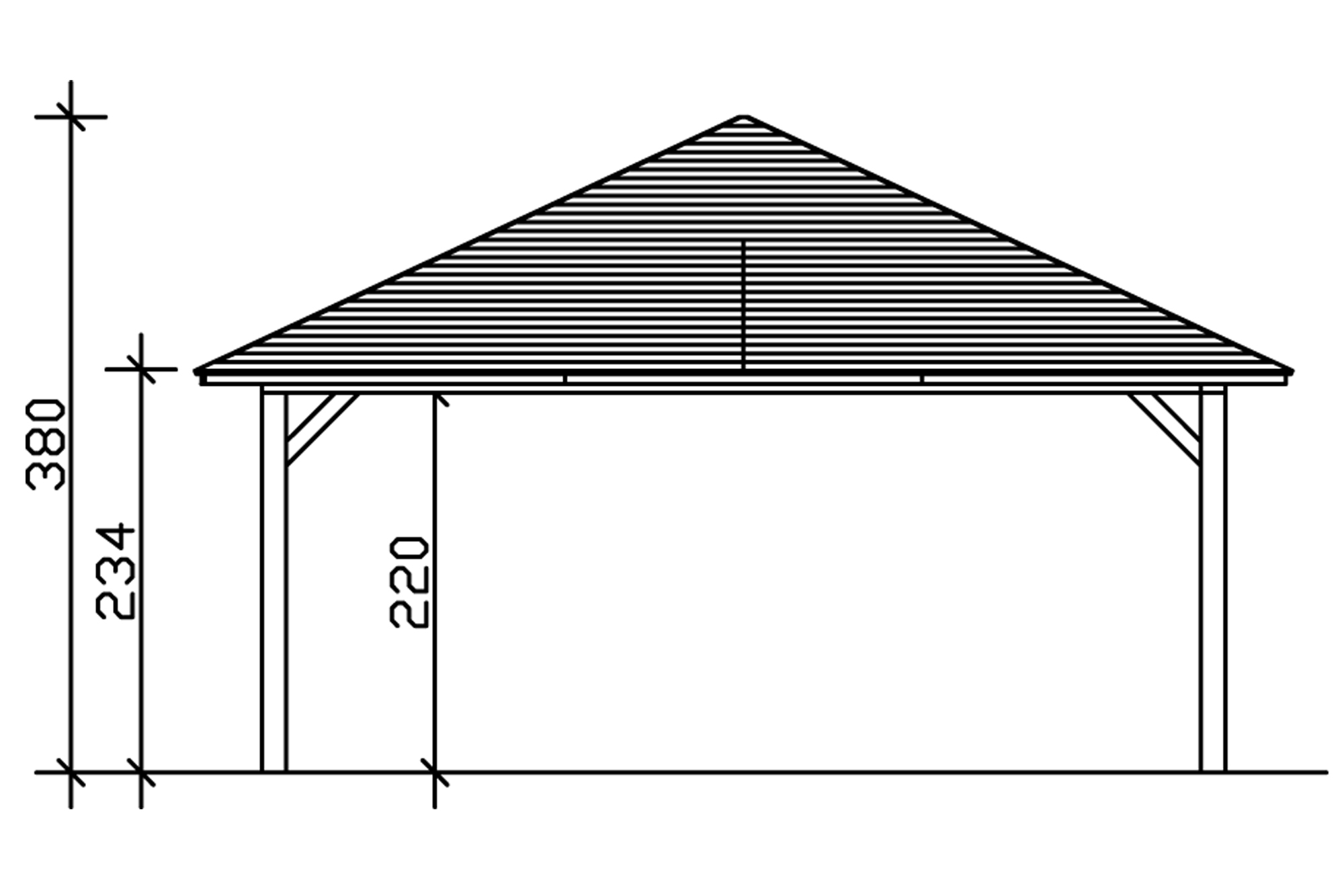 Carport Taunus 634 x 634 cm, eiche hell