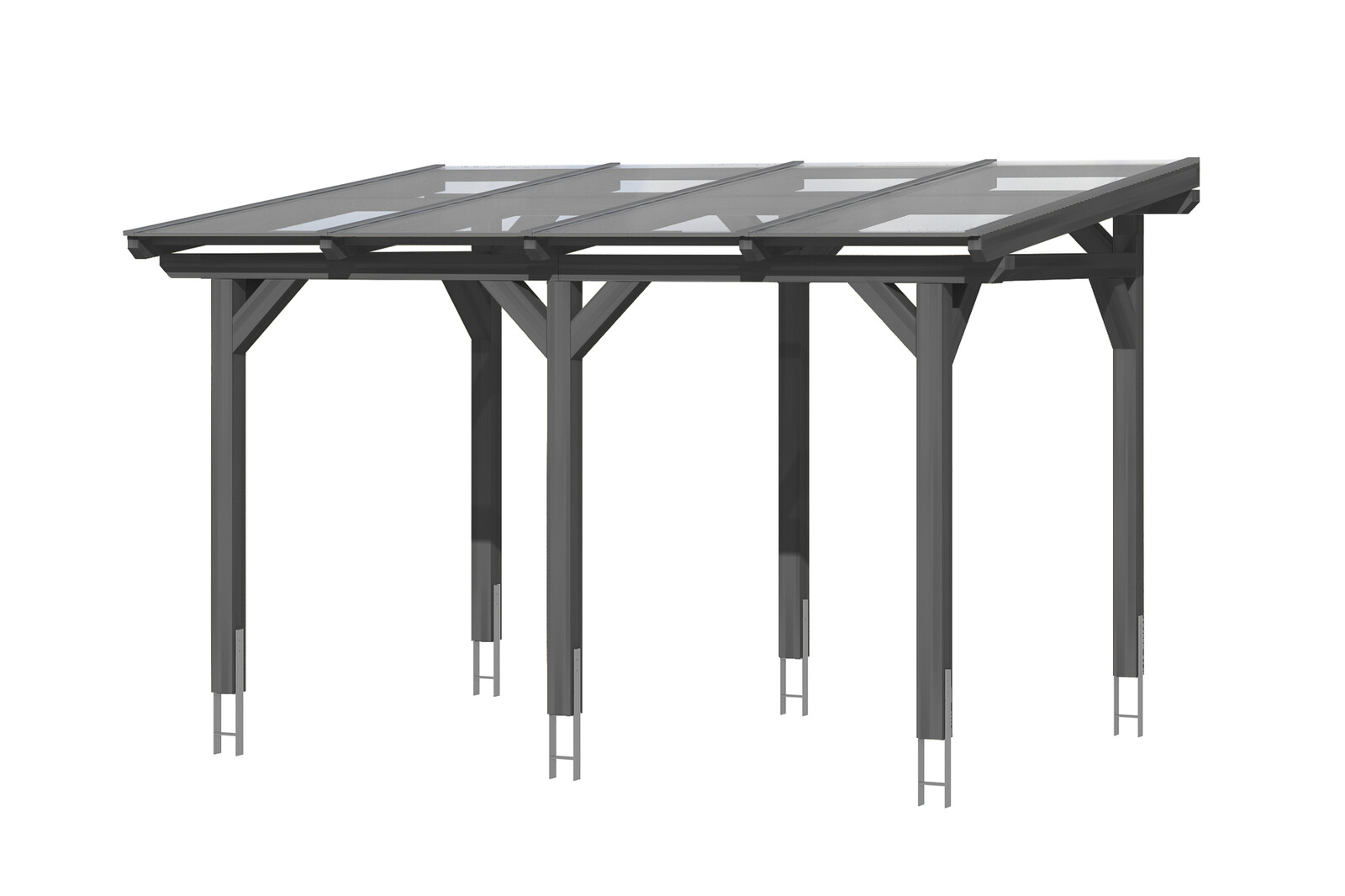 Terrassenüberdachung Siena 434 x 250 cm, Leimholz, schiefergrau