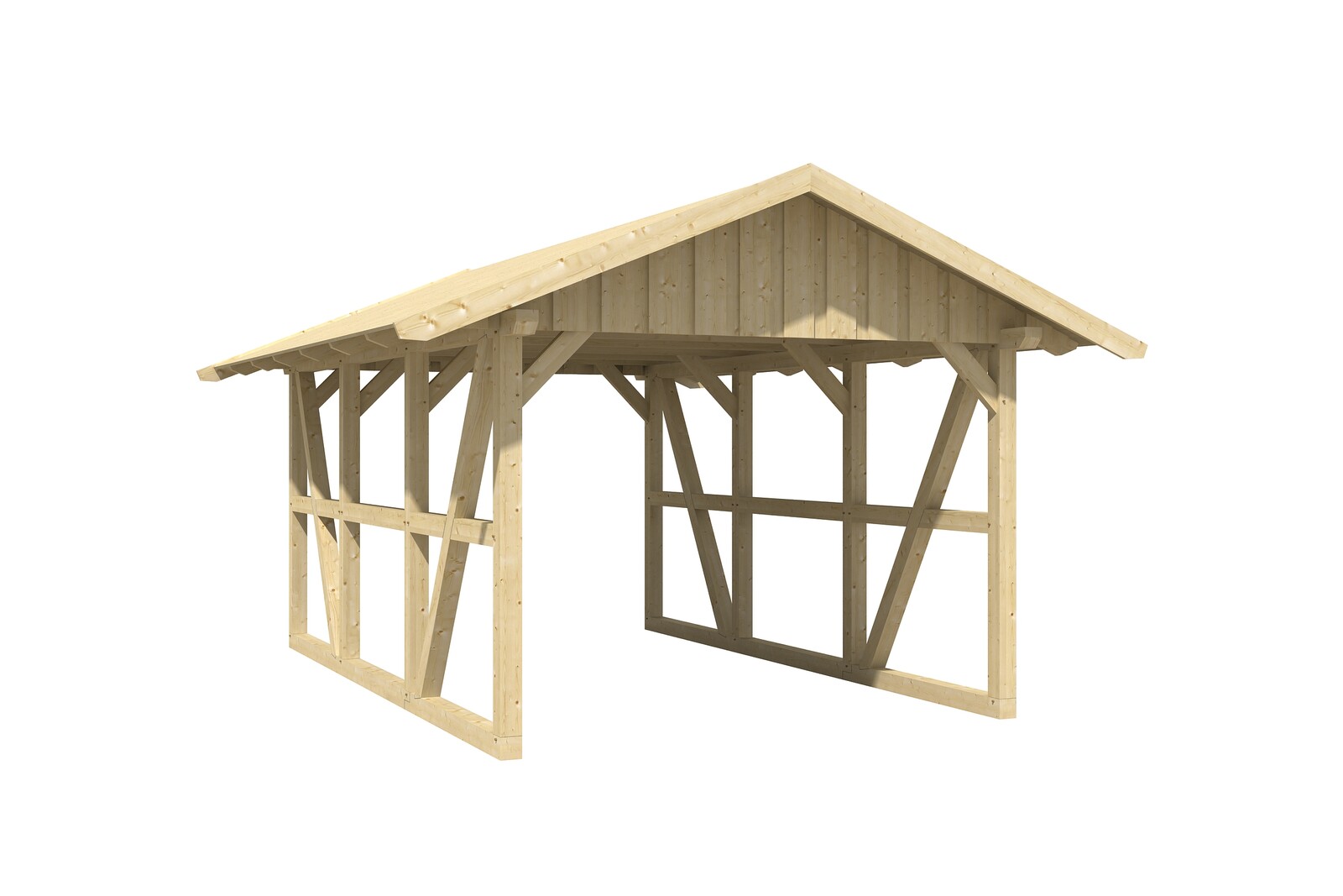 Přístřešek pro auto SCHWARZWALD, 424 x 600 cm, lazura bílá