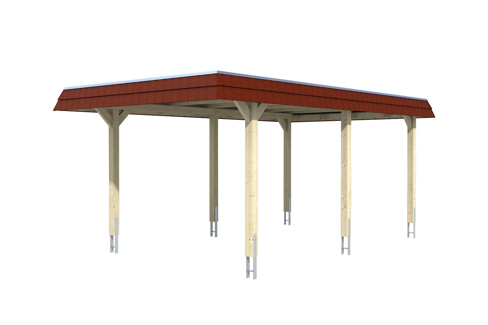 Carport Wendland, rode plaat met leisteenuiterlijk 362 x 628 cm, gelakt in wit, met dakbetimmering en EPDM-folie
