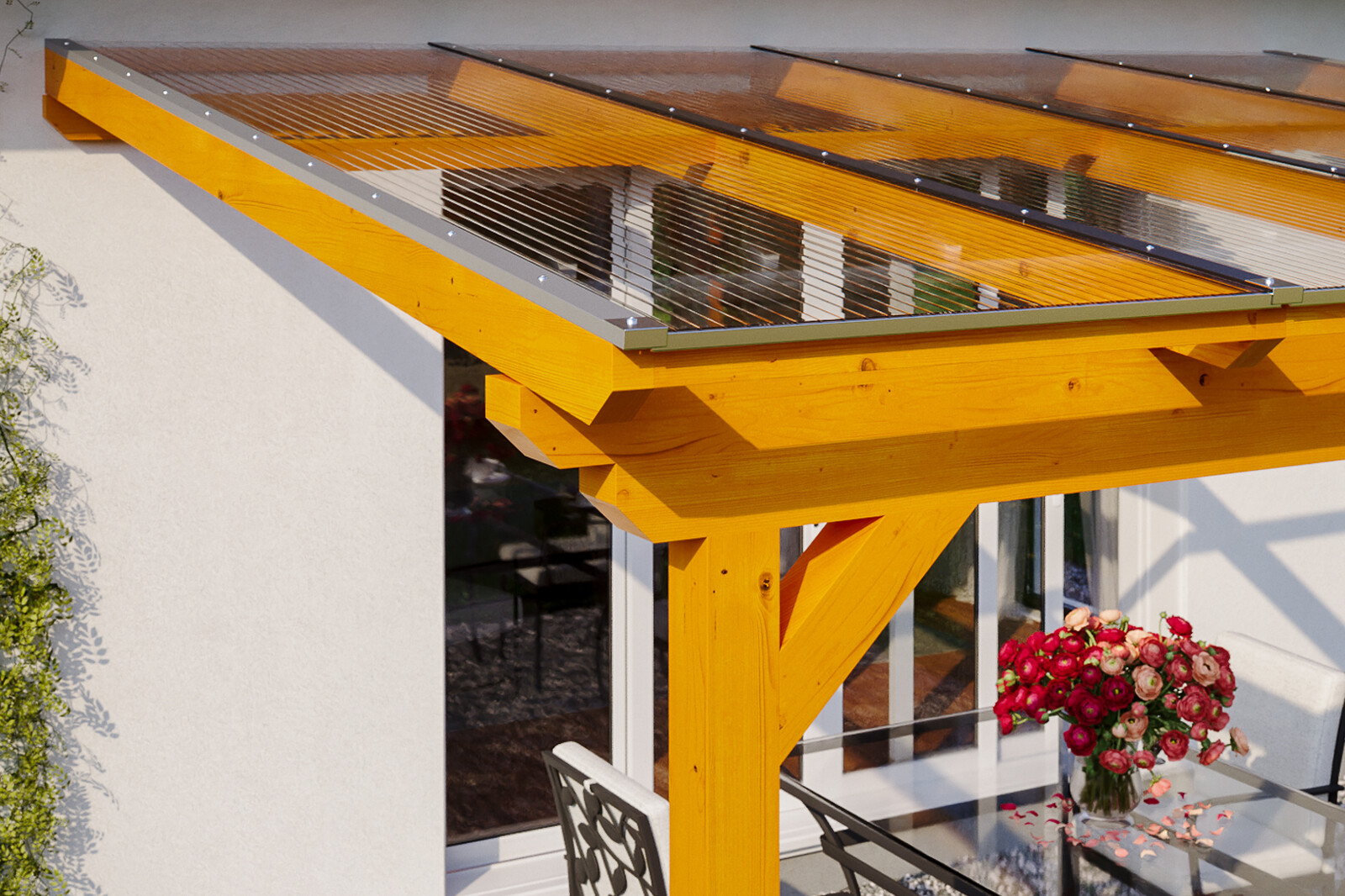 Terrassenüberdachung Ancona 541 x 300 cm, Leimholz, eiche hell