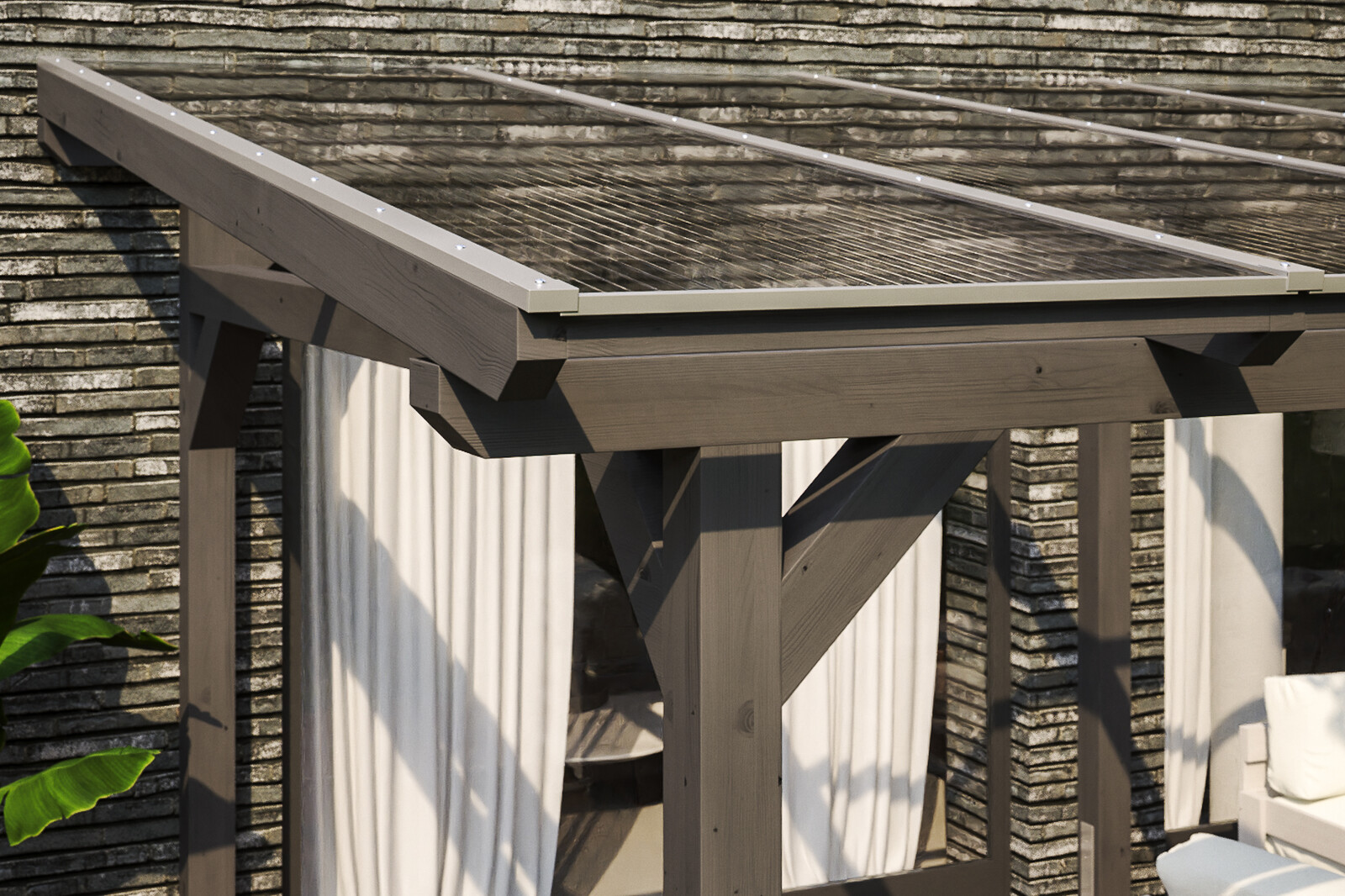 Terrassenüberdachung Siena 434 x 250 cm, Leimholz, schiefergrau