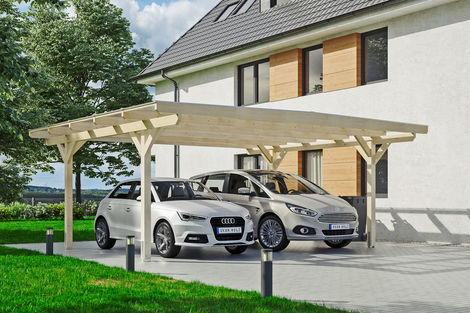 Carport Odenwald 640 x 541 cm, natur