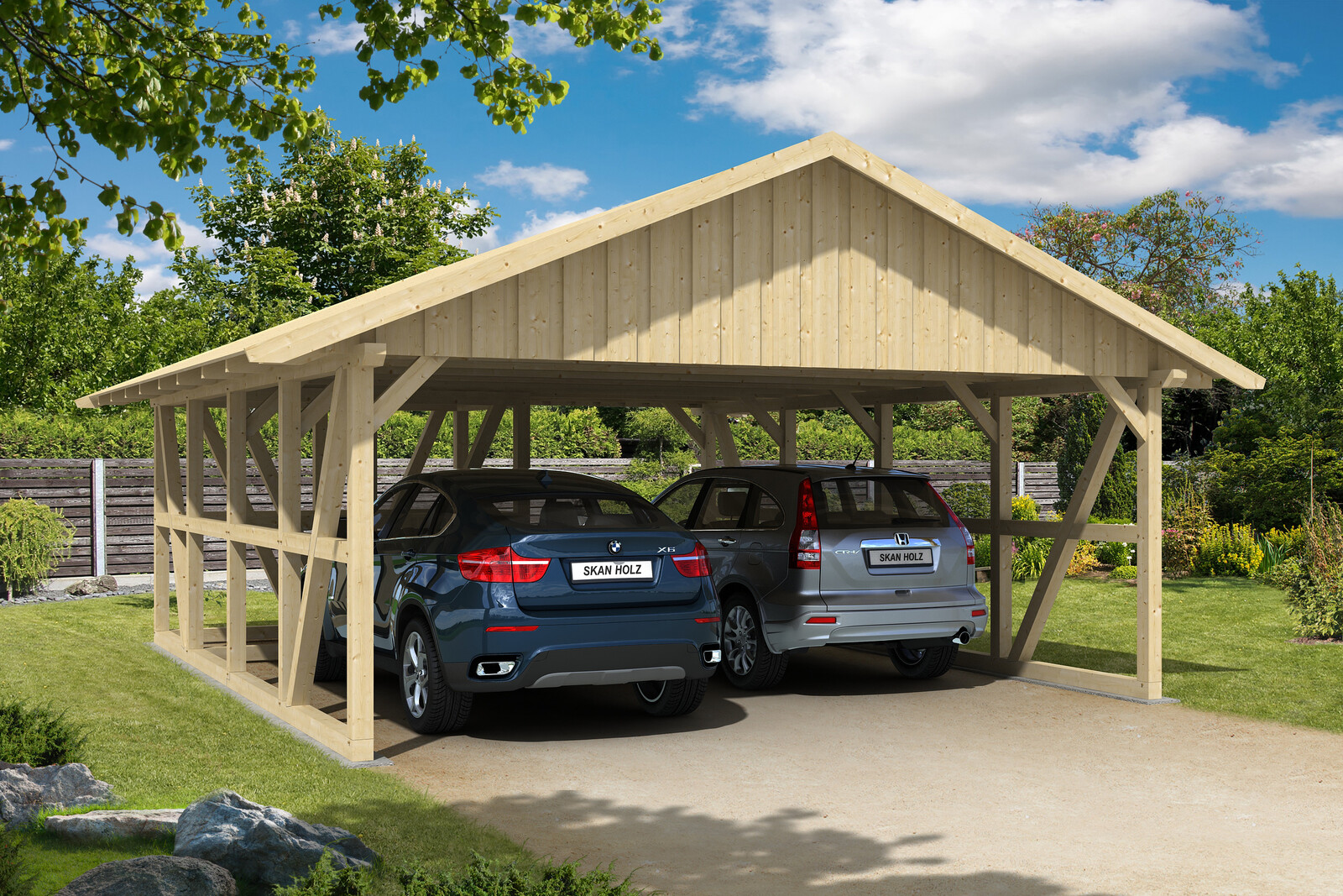 Doppelcarport Schwarzwald mit Abstellraum 274 x 160 cm