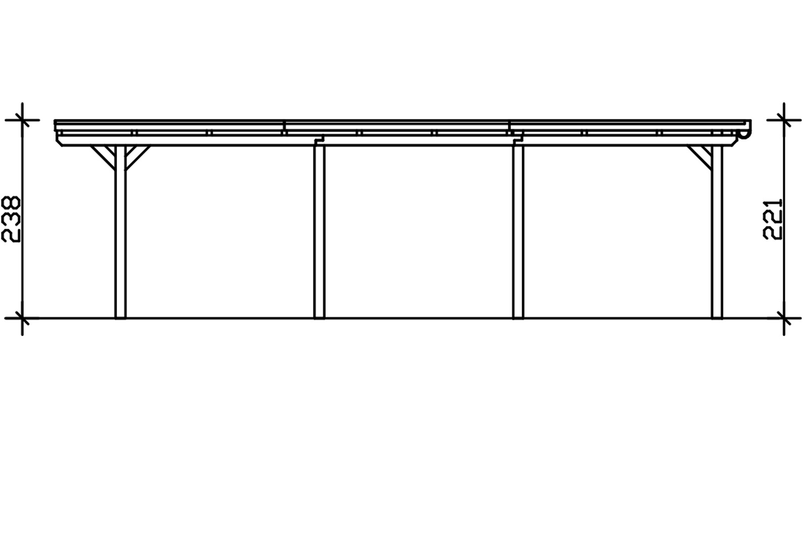 Carport Emsland 354 x 846 cm mit EPDM-Dach, nussbaum