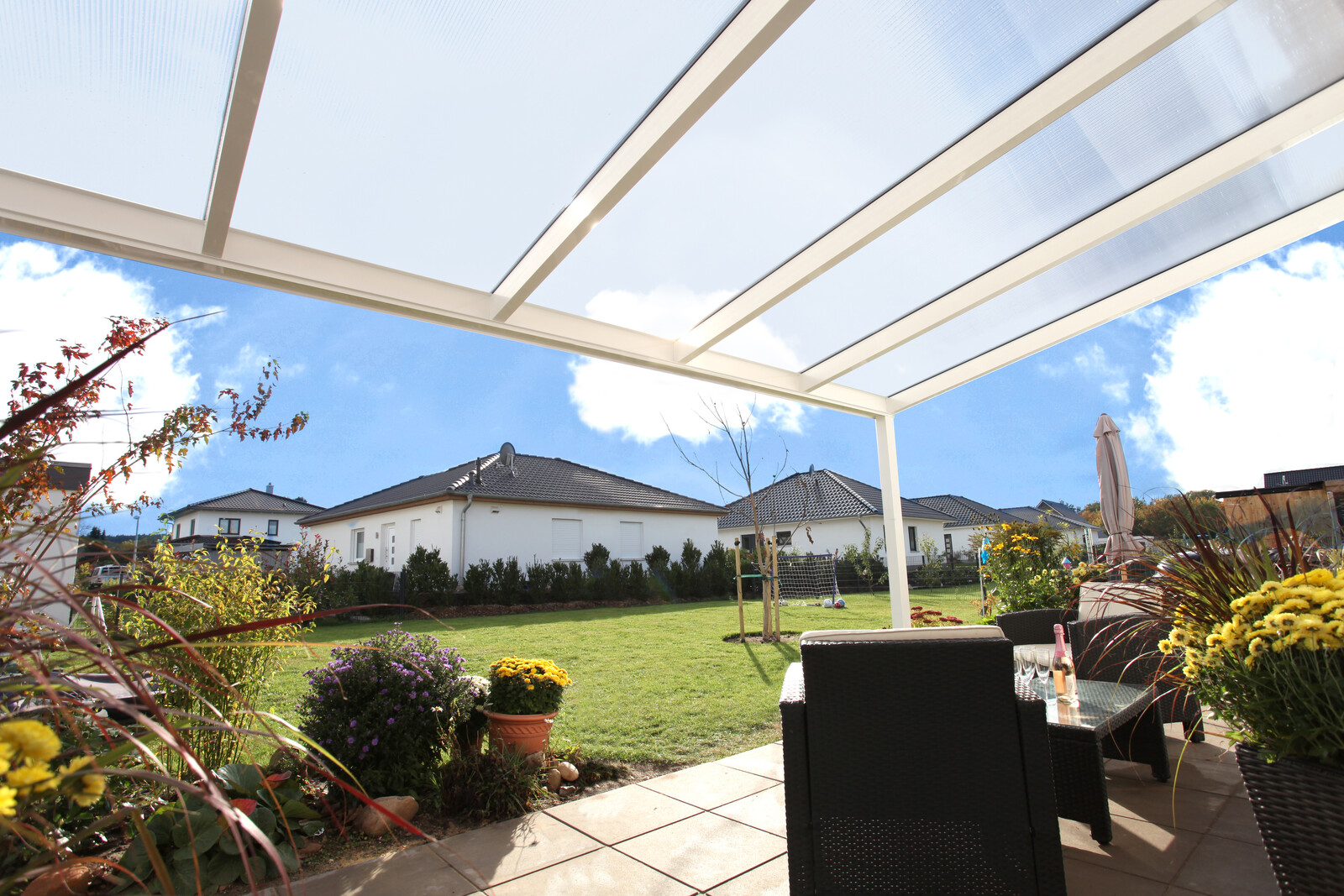 Terrassenüberdachung Genua 434 x 257 cm, Aluminium, weiß