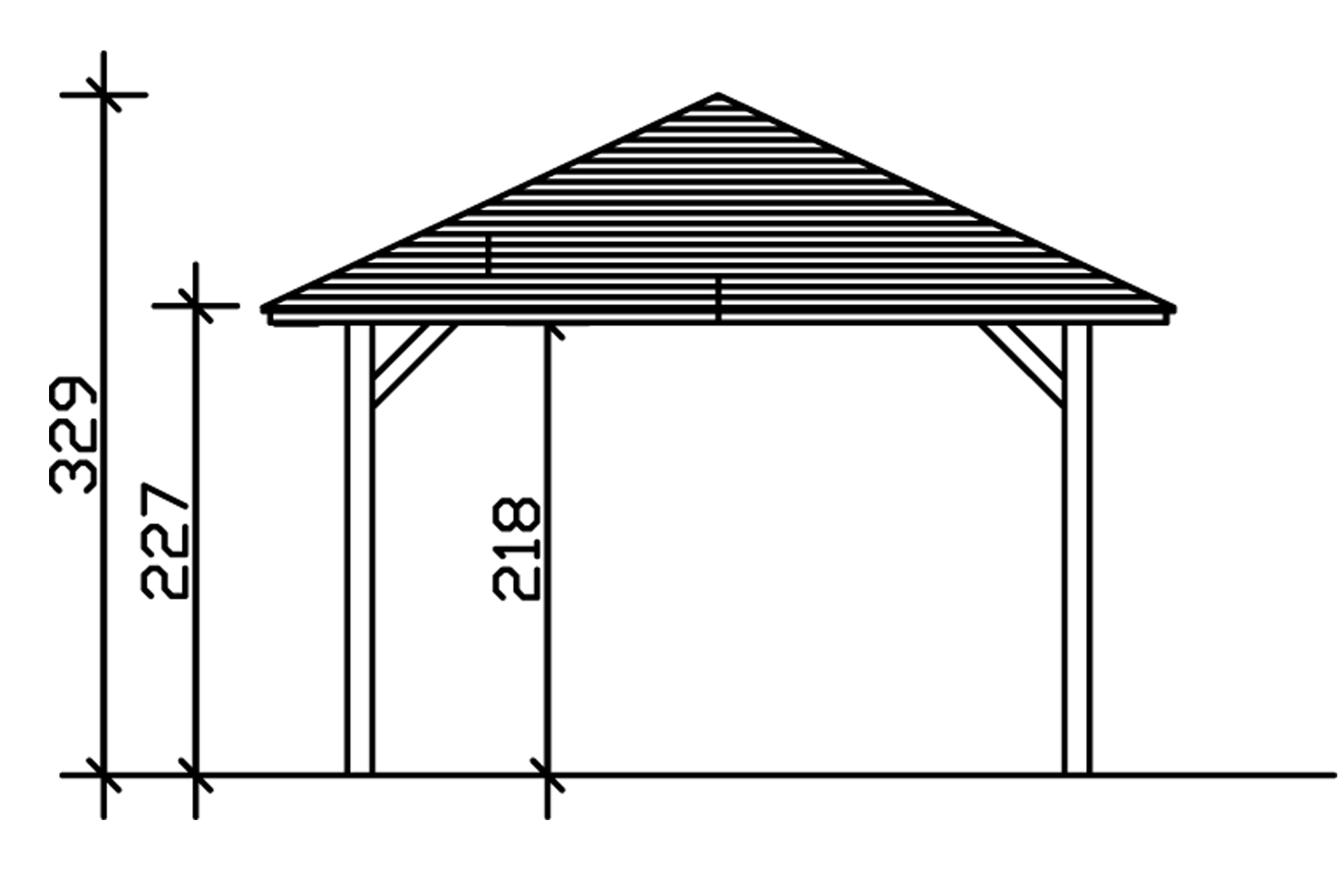 Carport Taunus 439 x 786 cm, colour pre-treated light oak