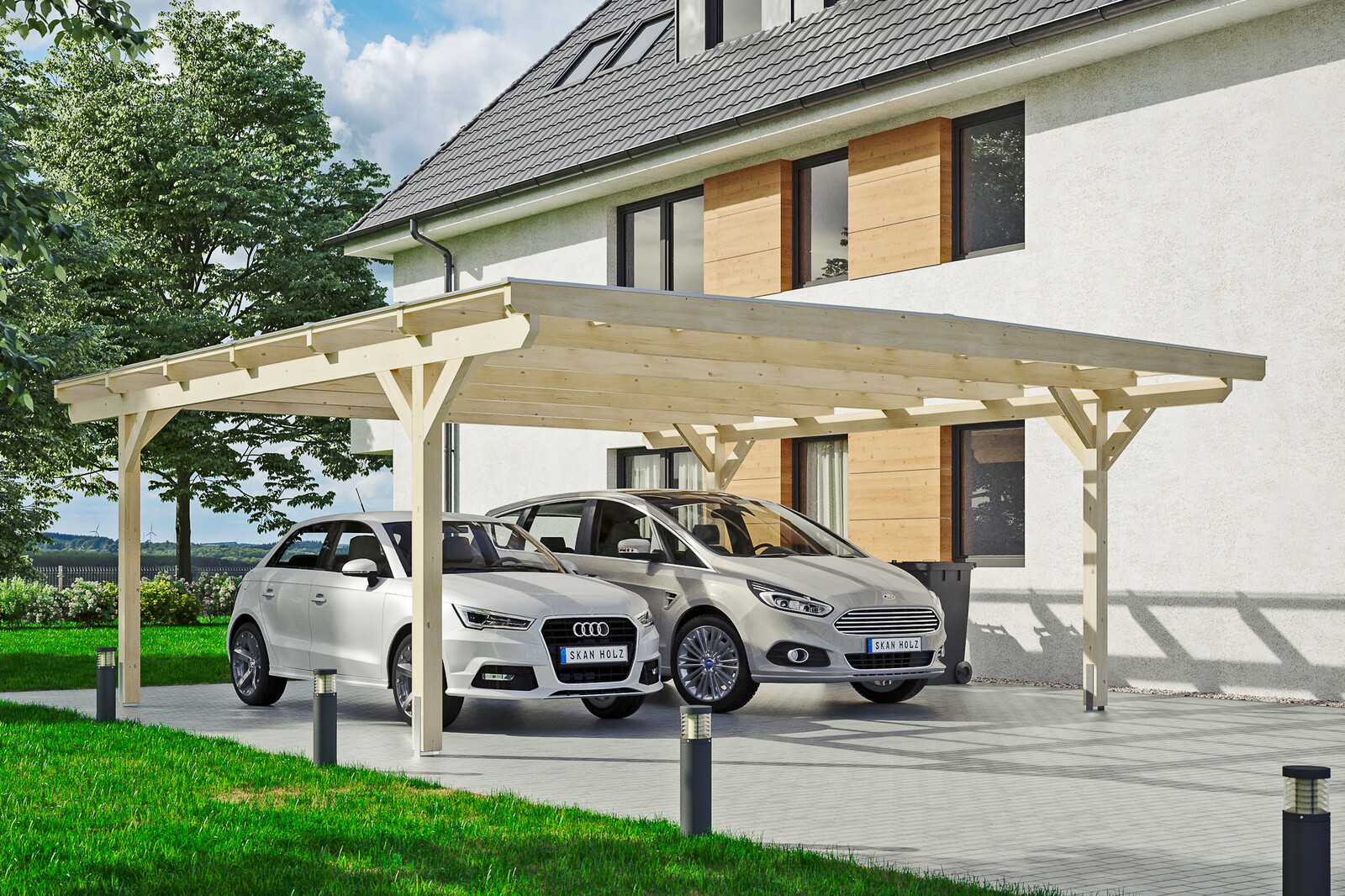 Carport Odenwald 640 x 648 cm, natur