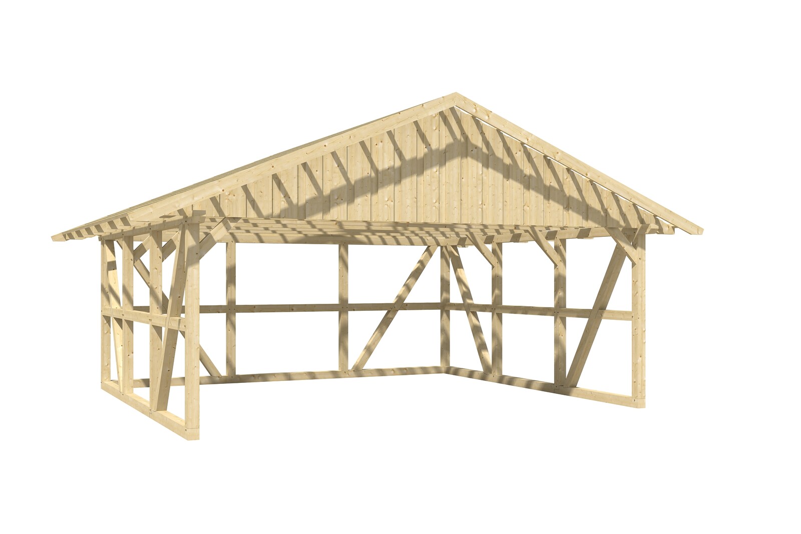 Carport Schwarzwald 684 x 600 cm mit Rückwand, natur, mit Dachlattung