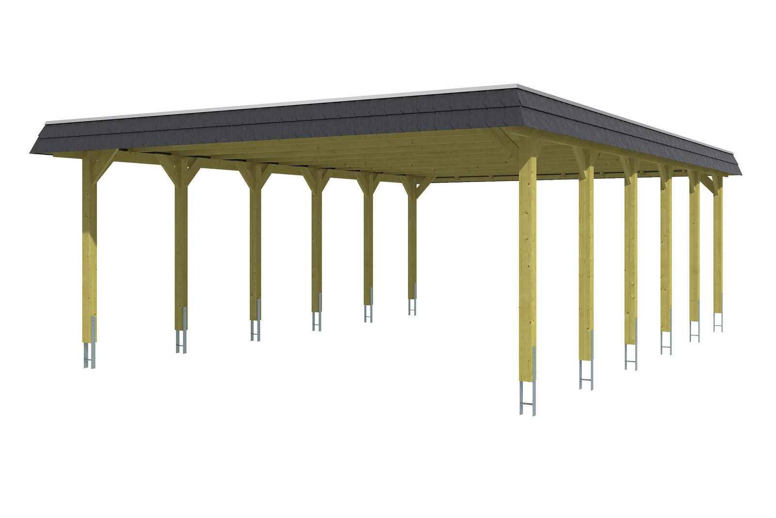Carport Spreewald 585 x 893 cm mit EPDM-Dach, schwarze Blende