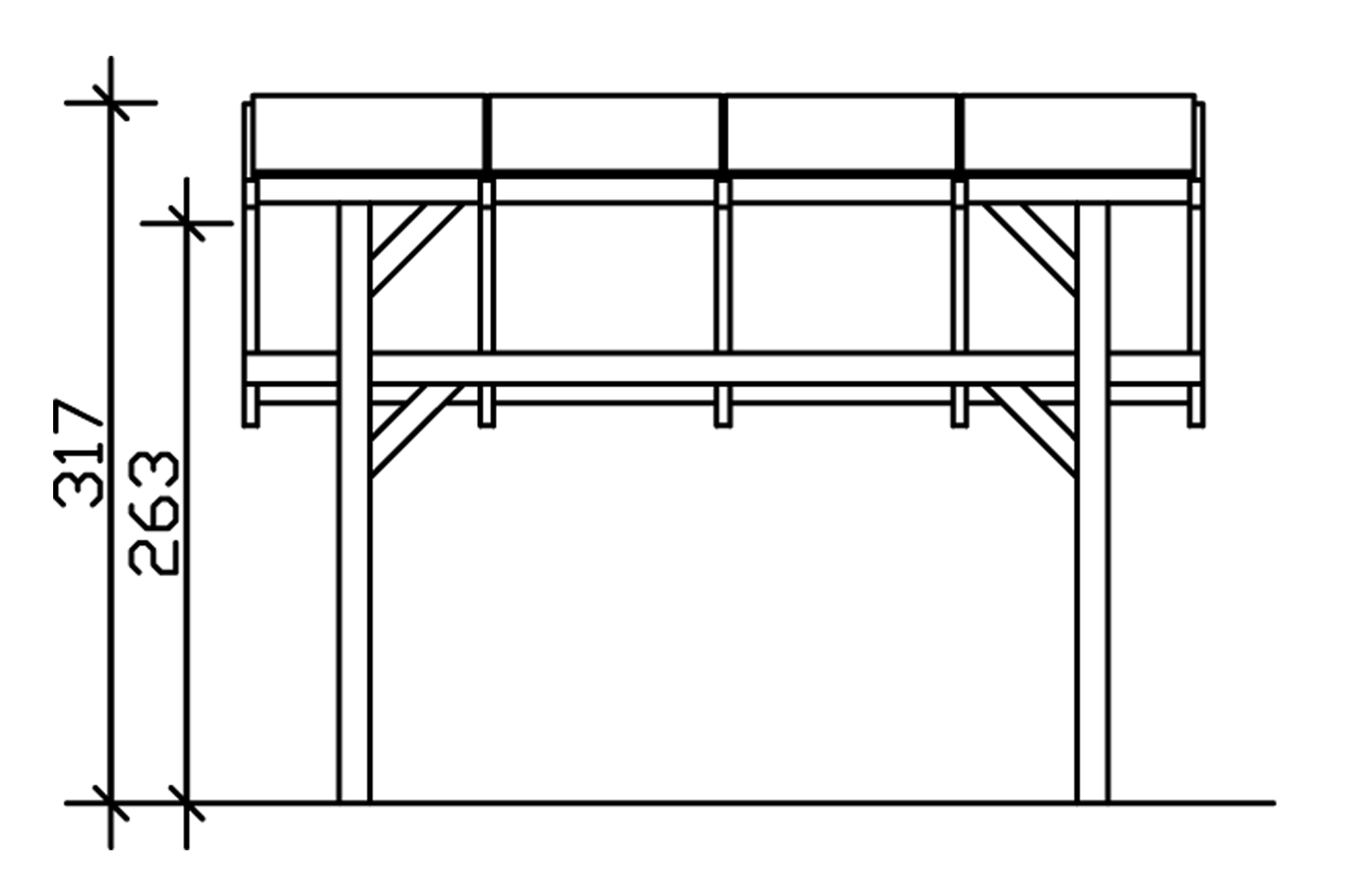 Carport Schwaben 434 x 630 cm, eiche hell