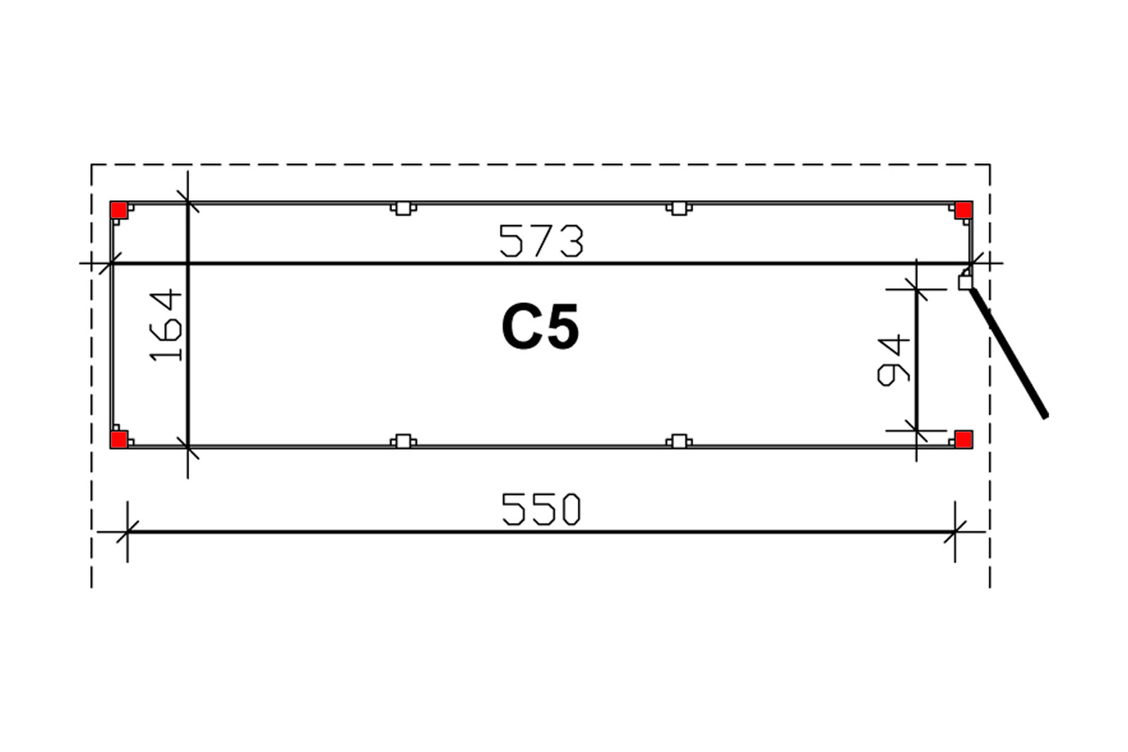 Abstellraum C5, 573x164cm, Profilschalung,  grün imprägniert