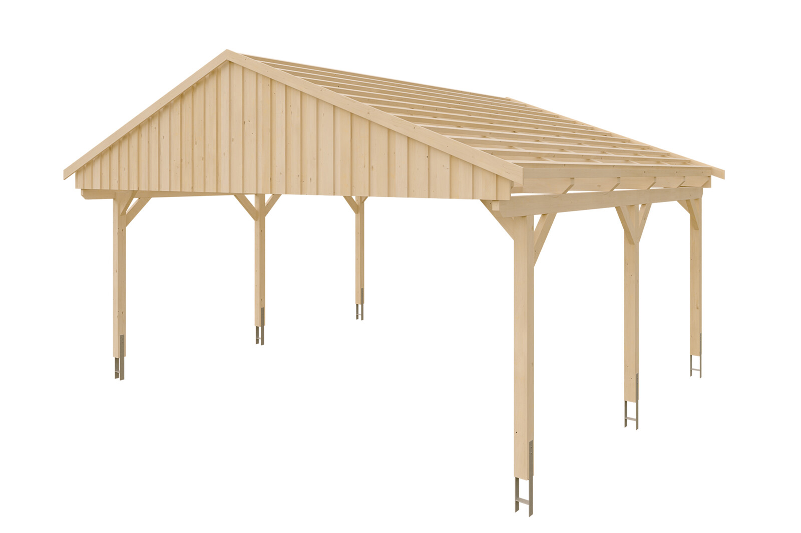 Carport Fichtelberg 618 x 566 cm, Dachlattung, natur