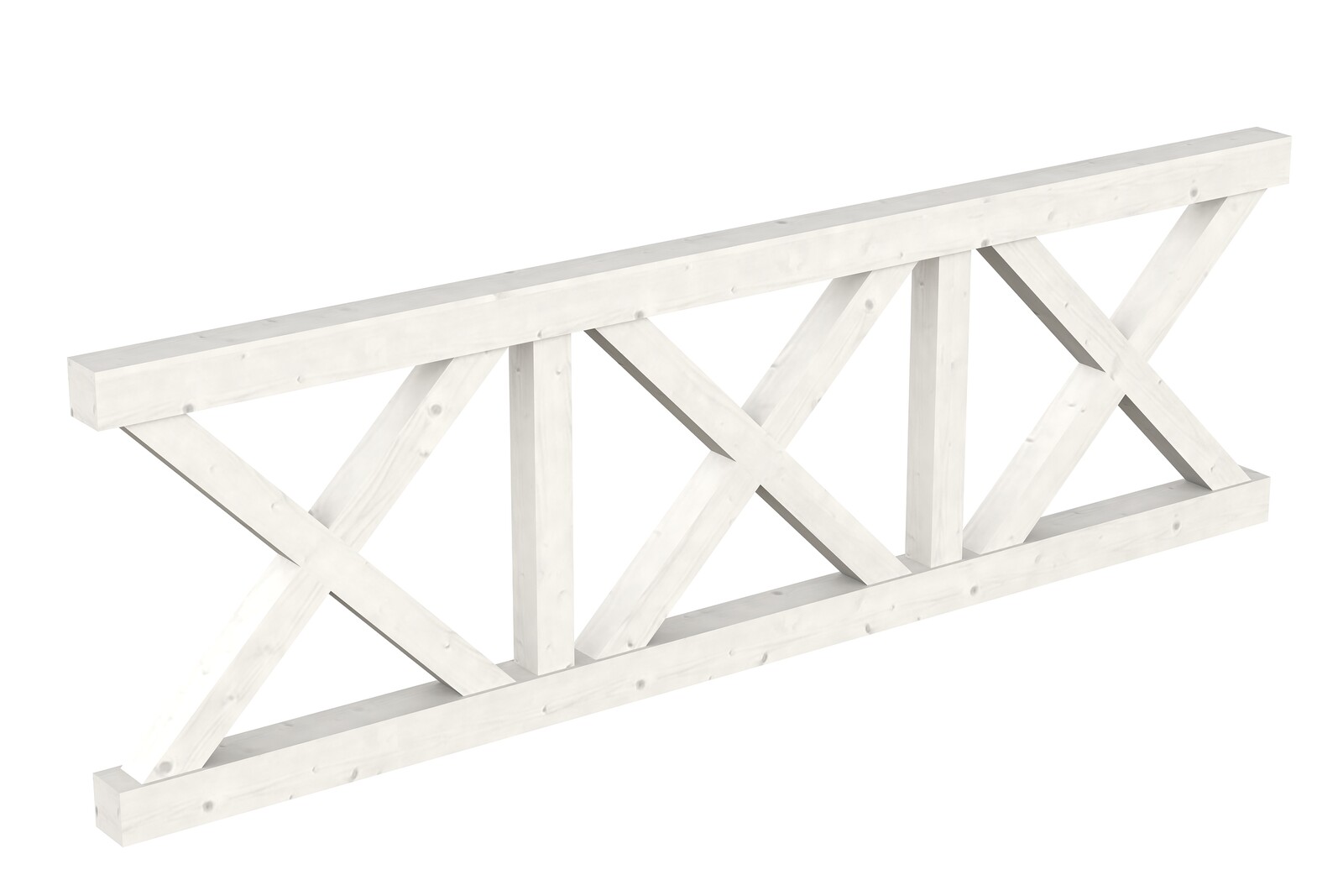 Brüstung Andreaskreuz 270 x 84 cm, Fichte, weiß