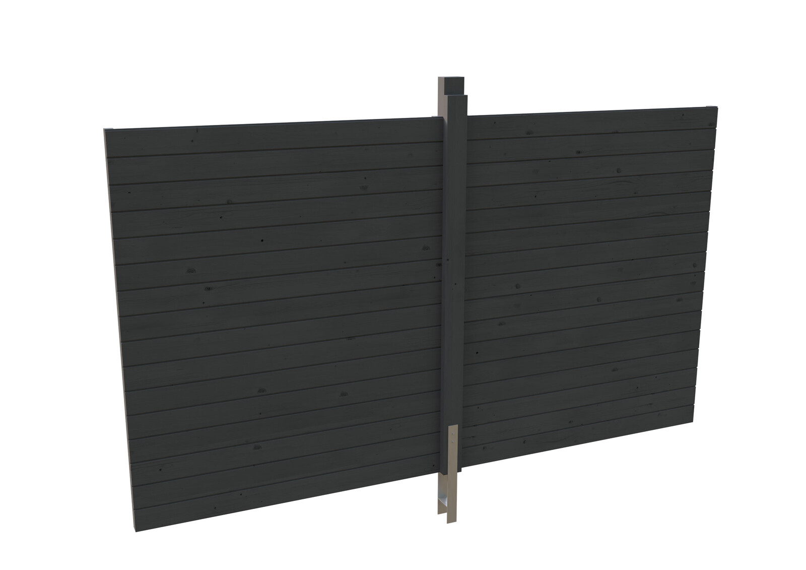 Achterwand van profielbetimmering 355 x 200 cm, geïmpregneerd naaldhout, gelakt in leigrijs