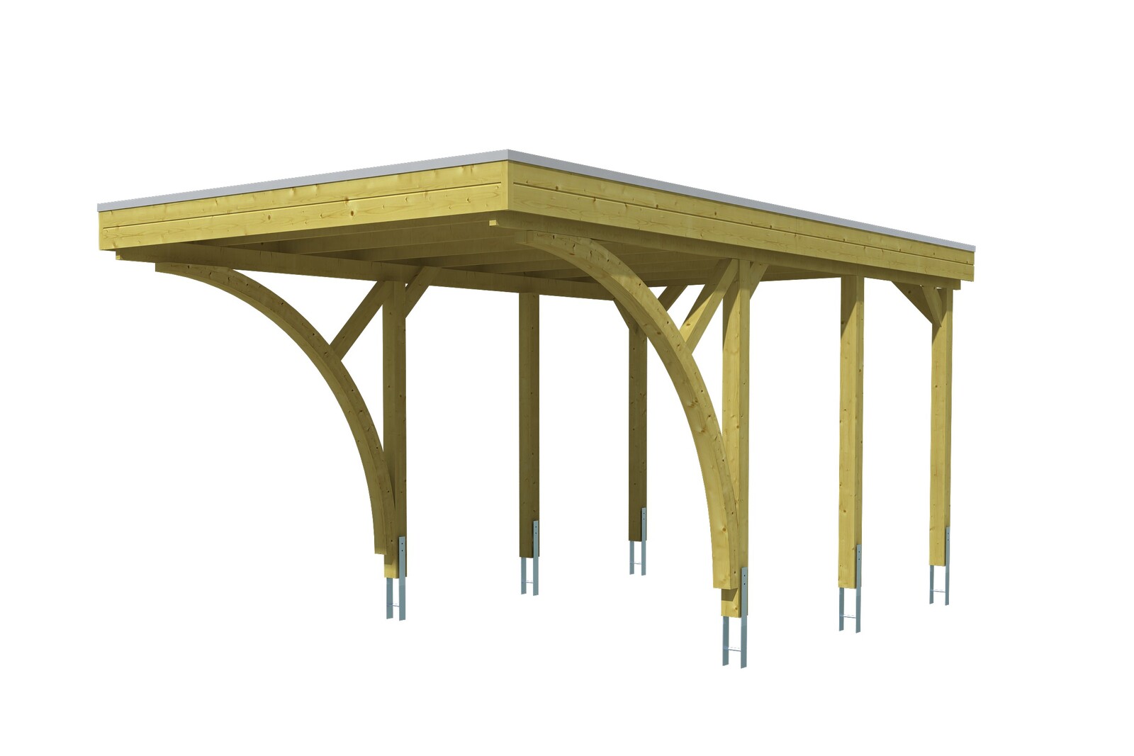Carport Friesland 314x555cm Set 6, avec 2 arcs, bois résineux imprégné vert
