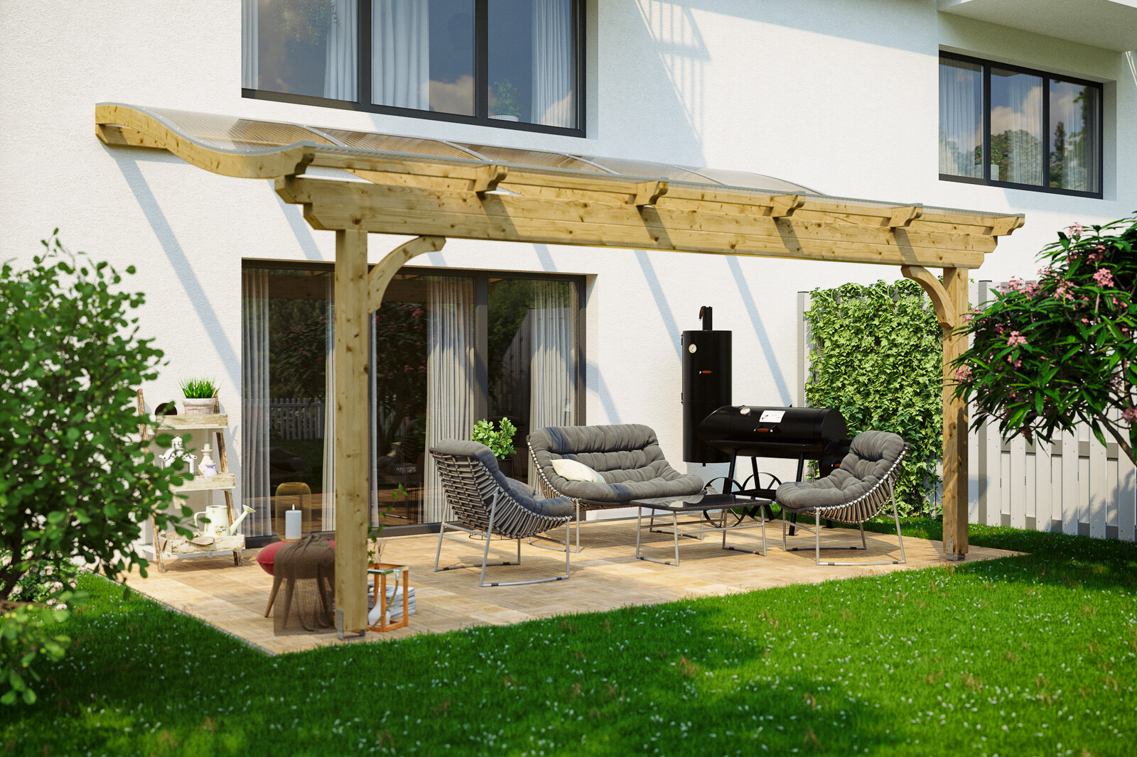Terrassenüberdachung Verona 541 x 289 cm, Leimholz, natur