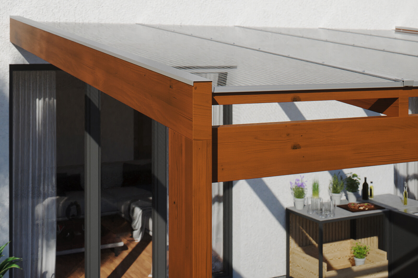 Terrassenüberdachung Novara 557 x 309 cm, Leimholz, nussbaum-test Matchcode