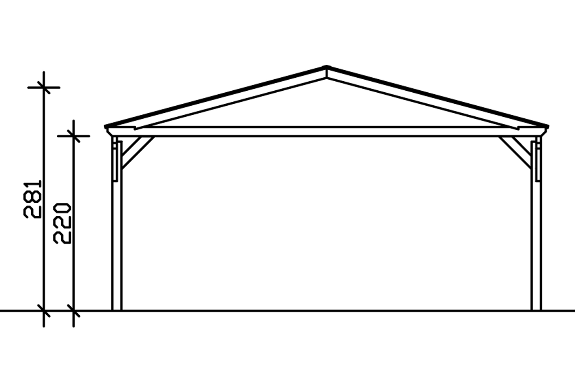 Carport Westerwald 570 x 541 cm, onbehandeld, met polycarbonaatplaten