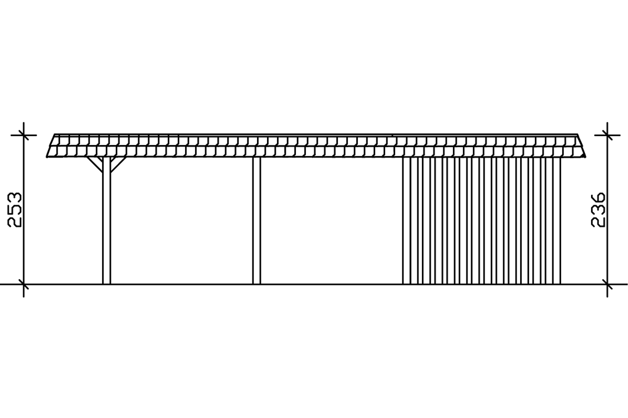 Carport Wendland with storage room 630 x 879 cm with aluminium roof, black fascia
