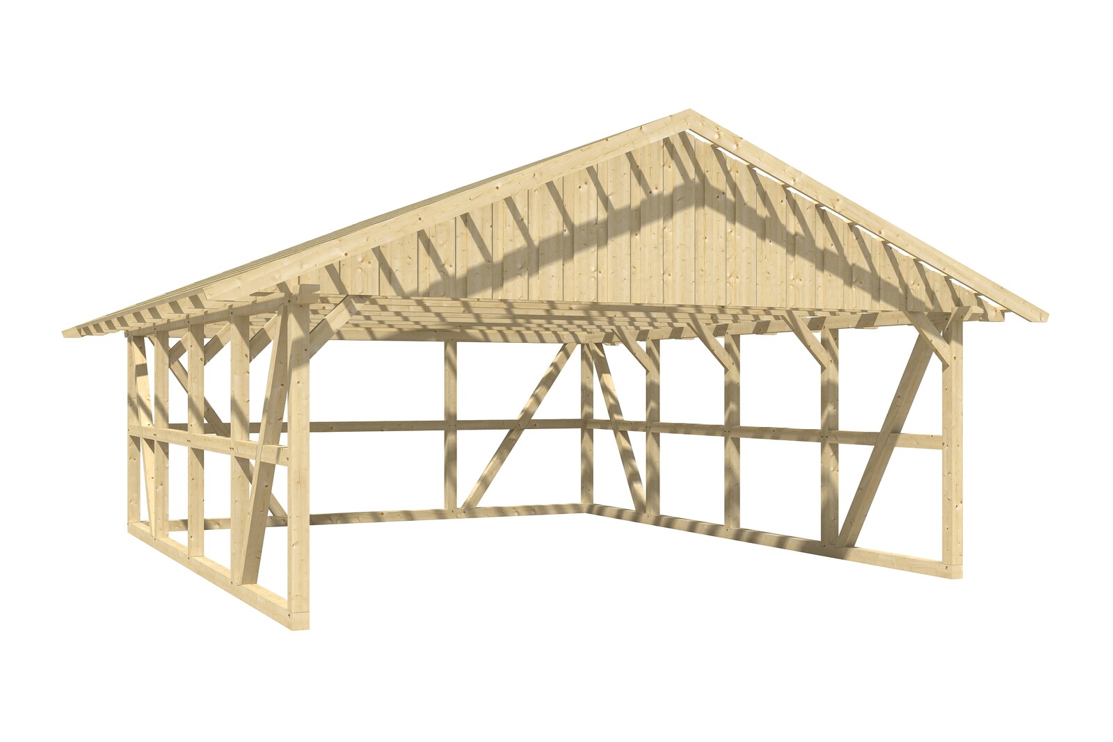 Carport Schwarzwald 684 x 772 cm mit Rückwand, nussbaum, mit Dachlattung