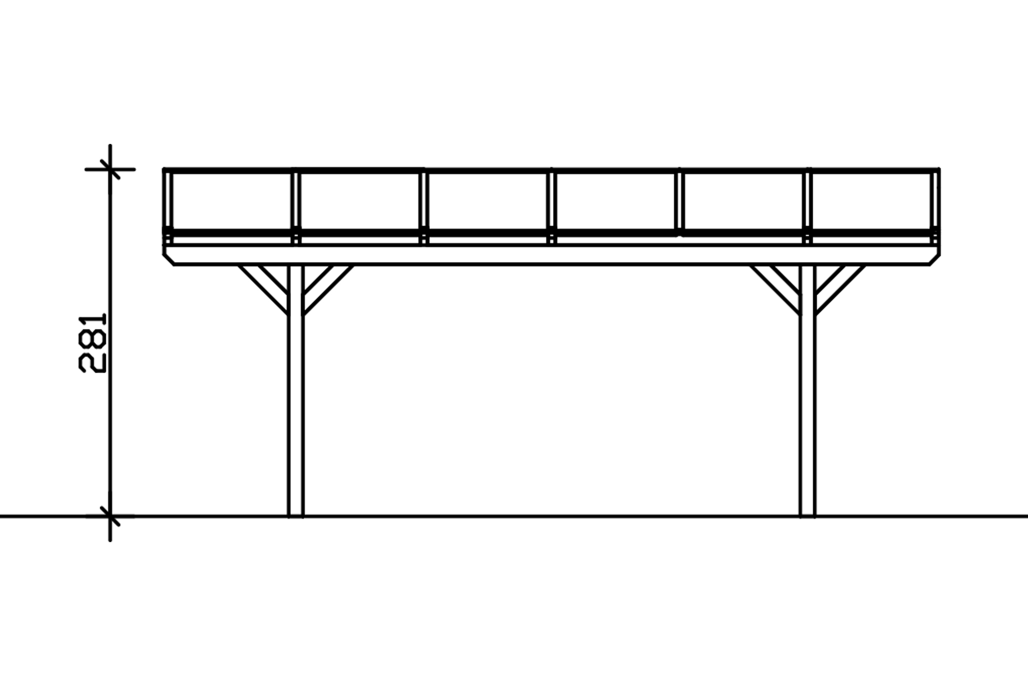 Carport Westerwald 362 x 648 cm, onbehandeld, met polycarbonaatplaten