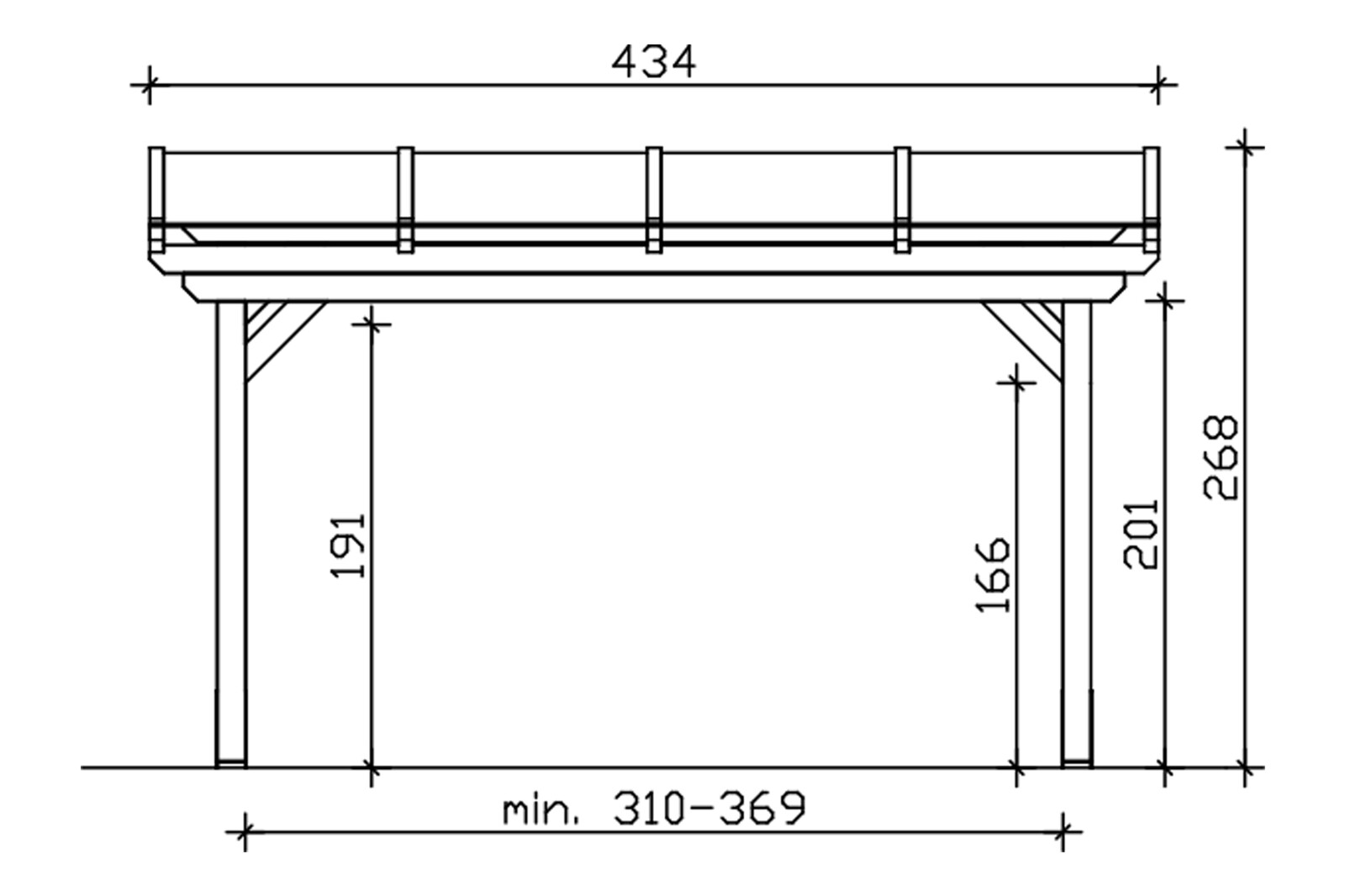 Terrassenüberdachung Sanremo 434 x 250 cm, Leimholz, natur