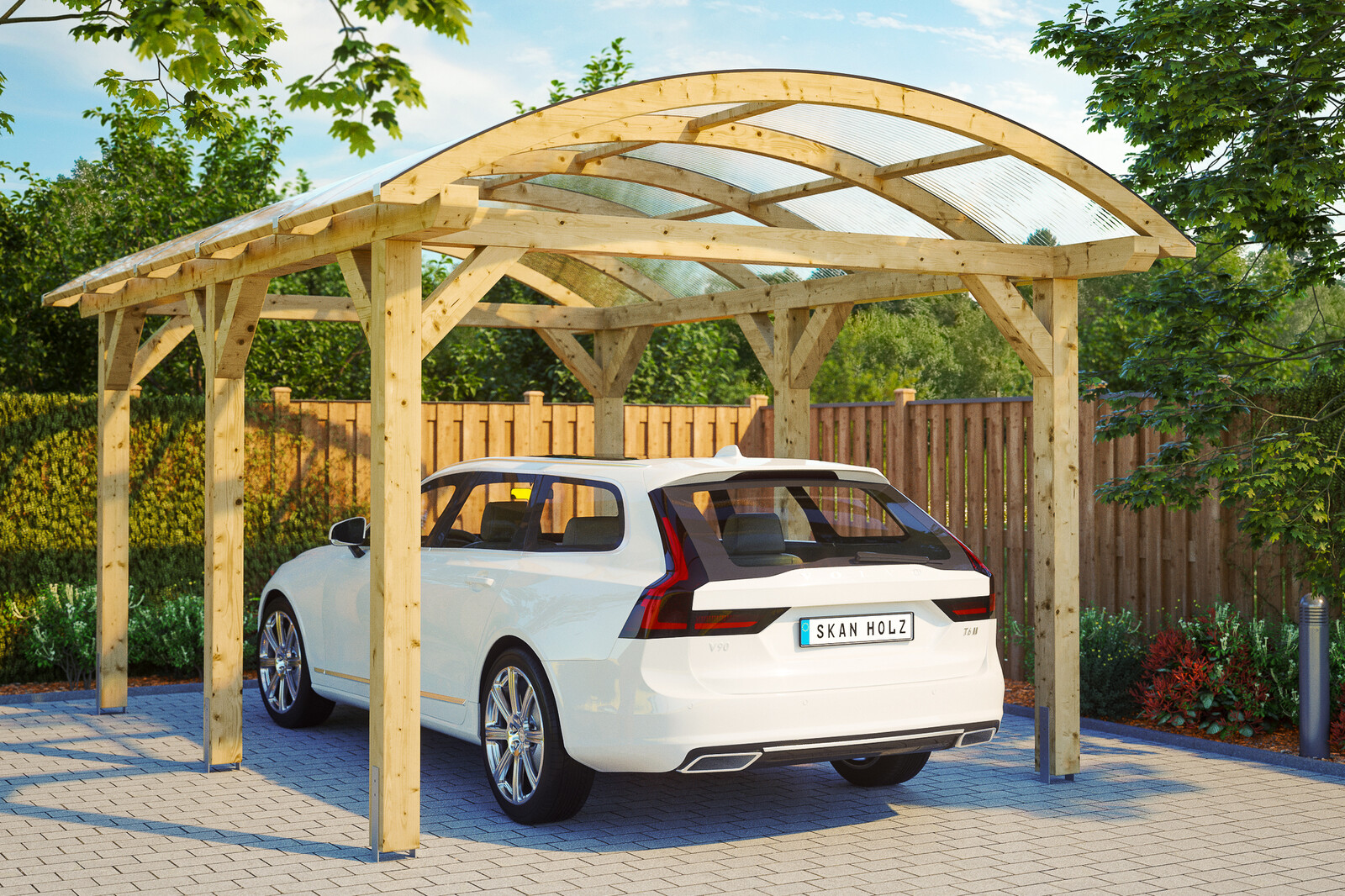 Bogendach-Carport Franken 376 x 541 cm, natur