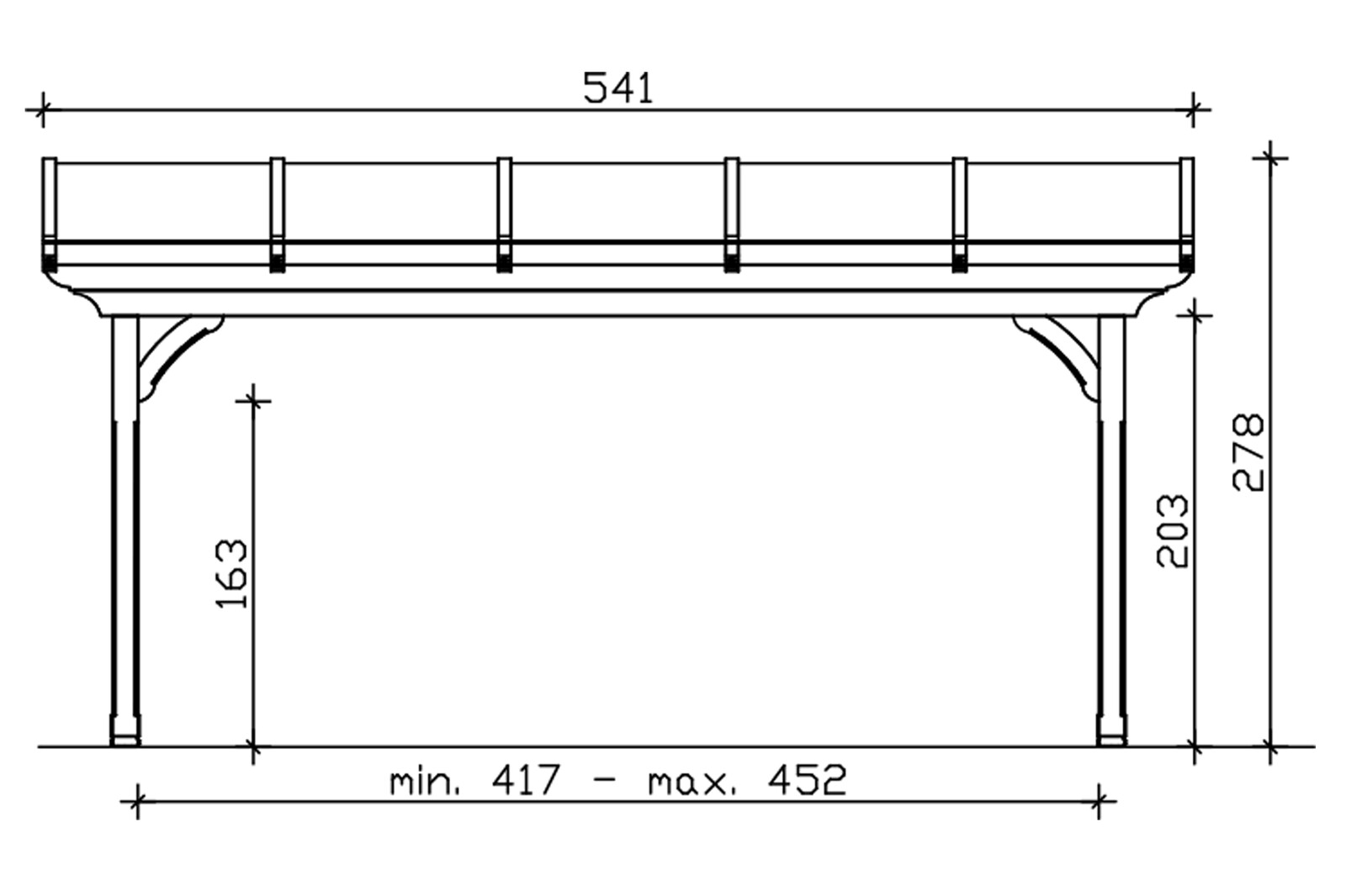 Terrassenüberdachung Ravenna 541 x 300 cm, Douglasie, natur
