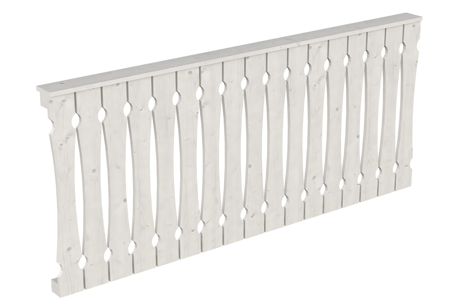 Brüstung Balkonschalung 220 x 96 cm, Fichte, weiß