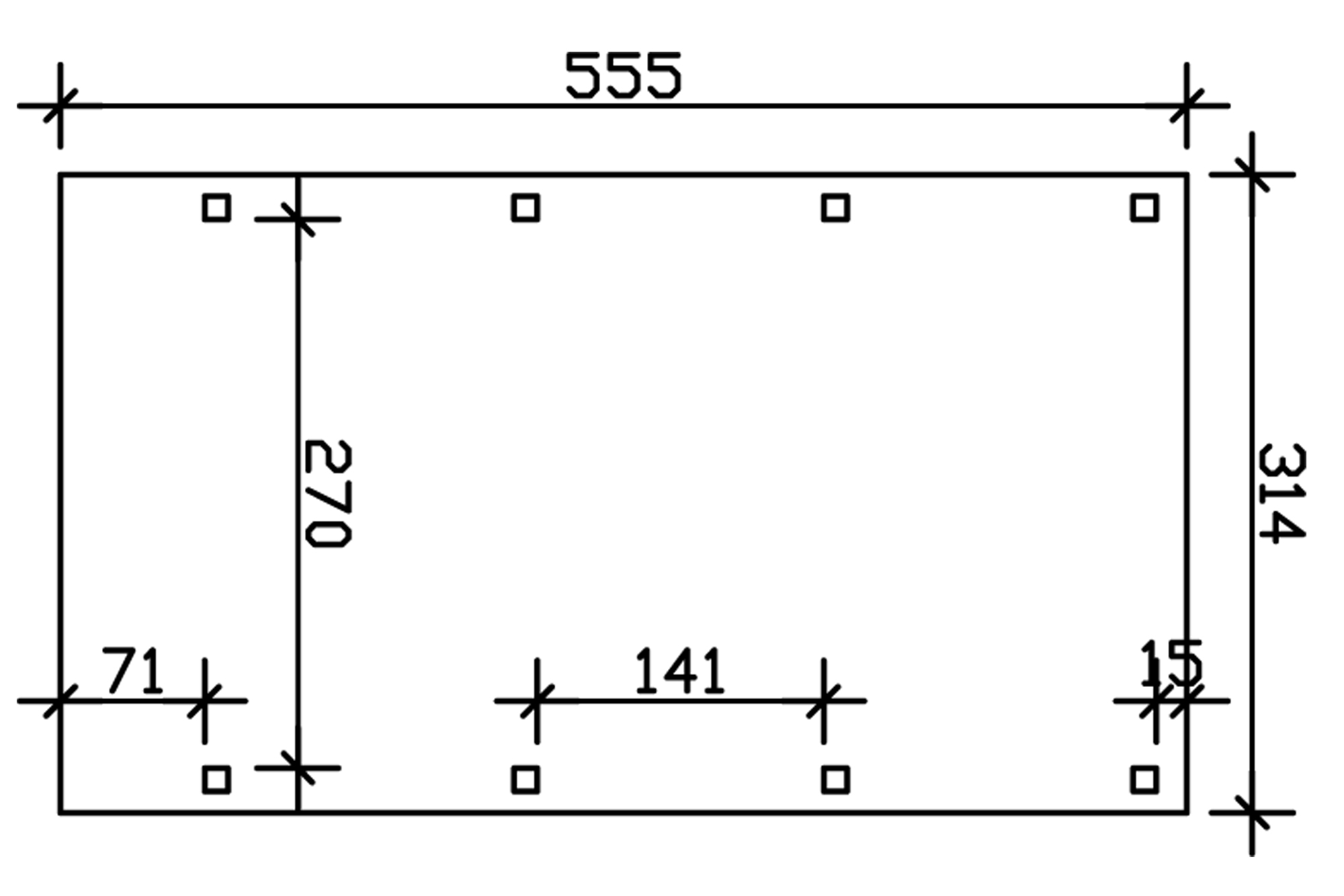 Carport Friesland 314 x 555 cm mit Aluminiumdach