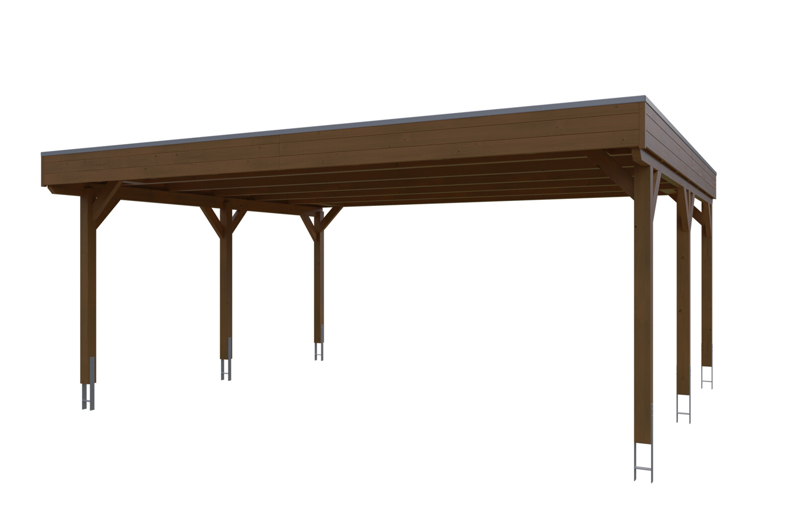 Carport Grunewald 622 x 554 cm mit EPDM-Dach, nussbaum