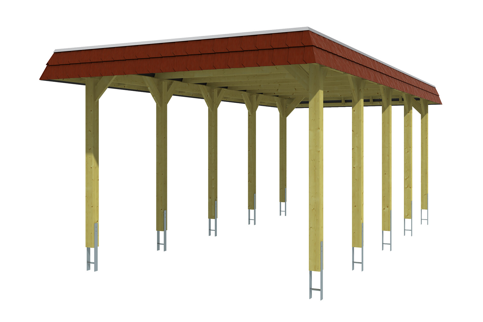 Carport Spreewald, rode plaat met leisteenuiterlijk 345 x 741 cm, groen geïmpregneerd, met dakbetimmering en EPDM-folie