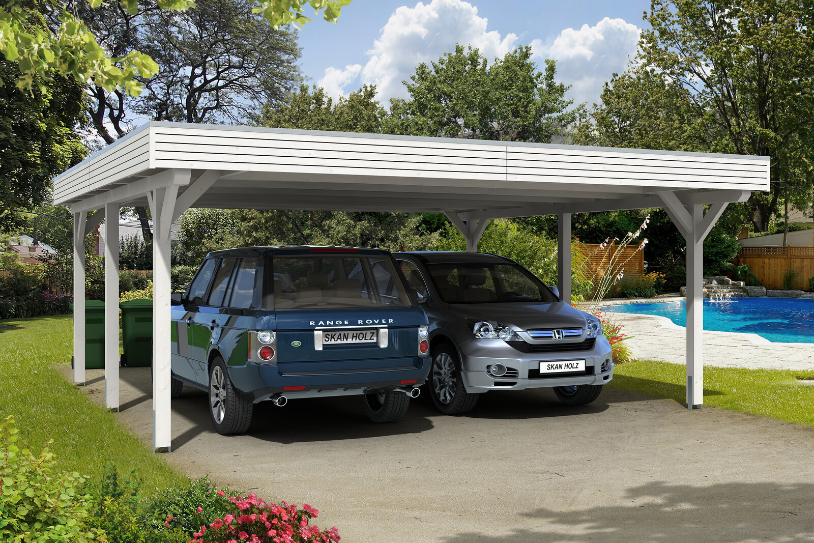 Carport Spessart 611 x 604 cm, weiß