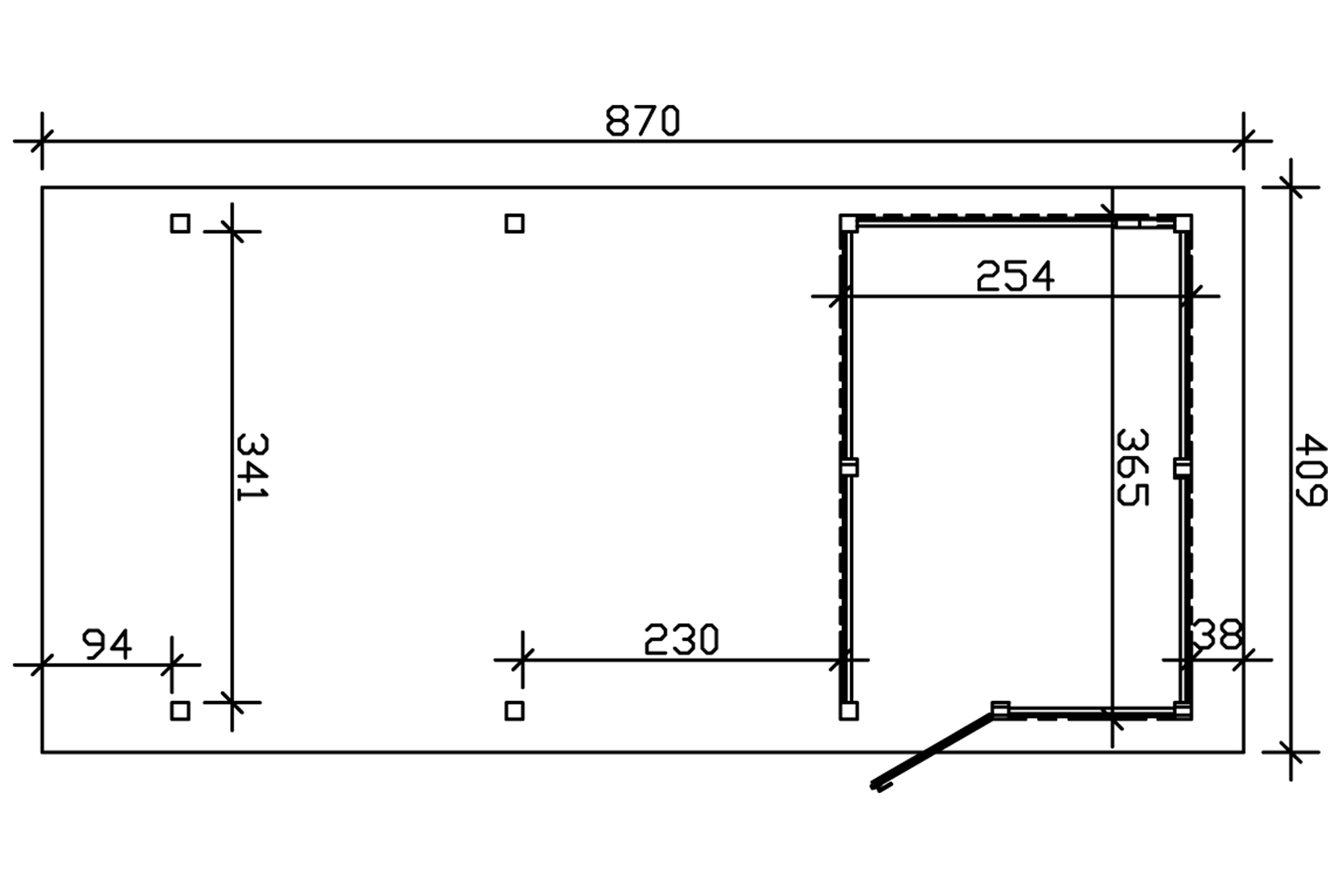 Carport Wendland, rode plaat met leisteenuiterlijk 409 x 870 cm, met bergruimte, gelakt in licht eiken, met dakbetimmering en EPDM-folie