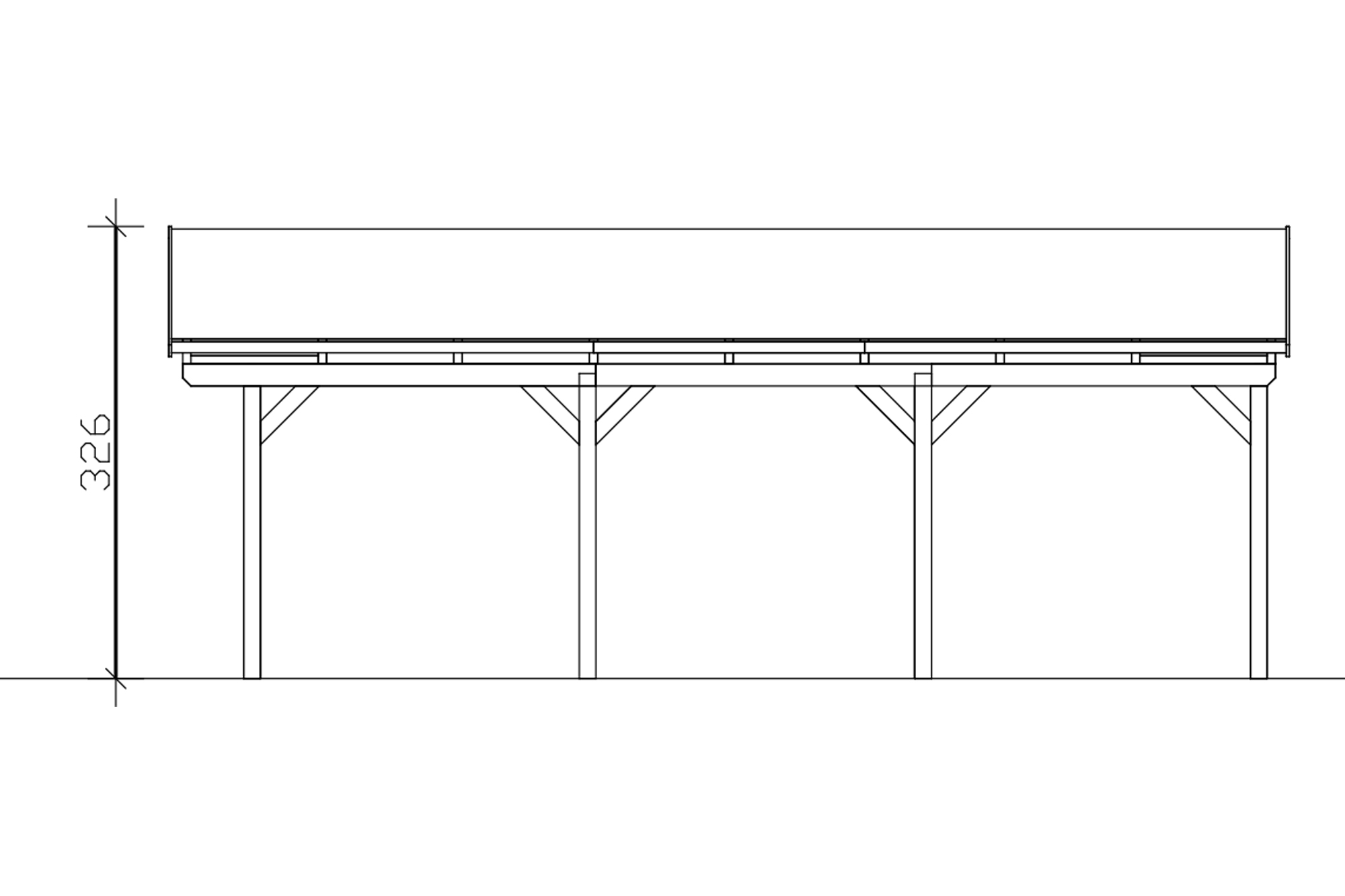 Carport Fichtelberg 423 x 808 cm, schwarze Schindeln, weiß