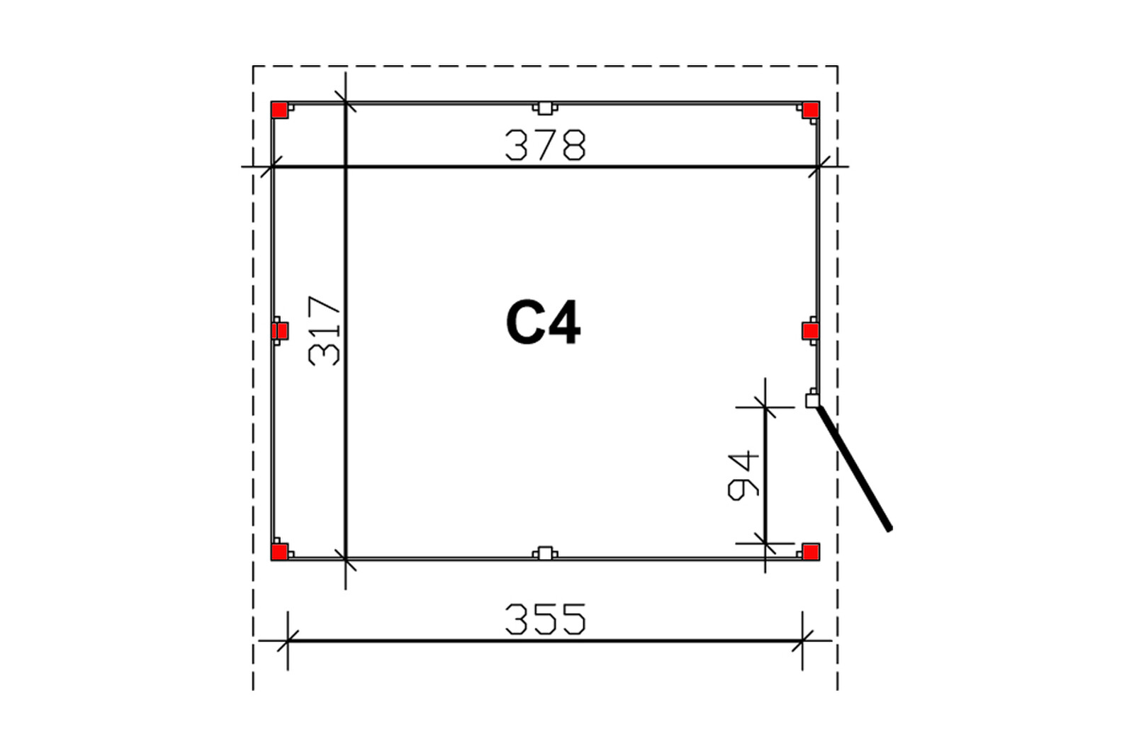 Abstellraum C4, 378x317cm, Profilschalung,  schiefergrau