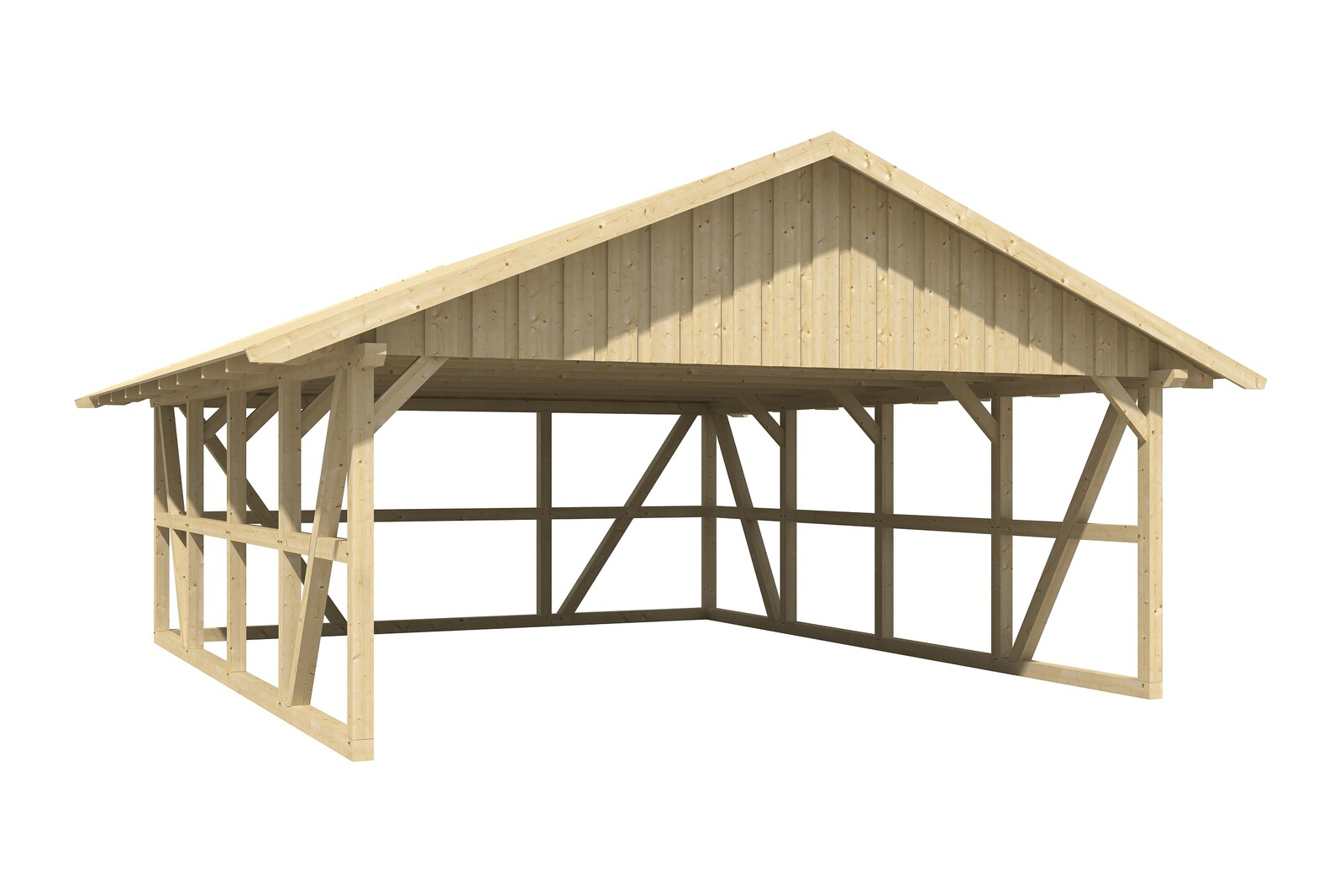 Carport Schwarzwald 684 x 772 cm mit Rückwand, eiche hell, mit Dachschalung