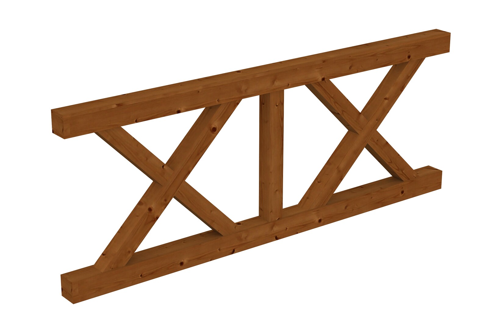 Brüstung Andreaskreuz 220 x 84 cm, Fichte, nussbaum