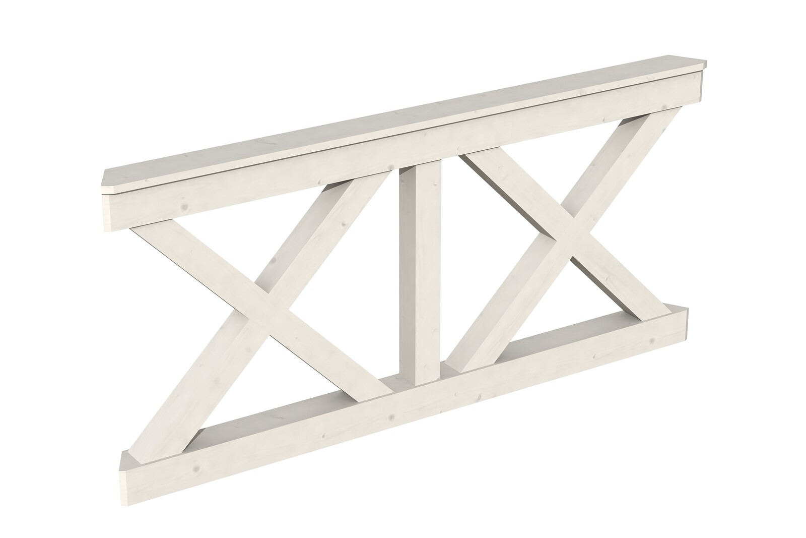 Balustrade 180 x 84 cm (NICE 3), Croix de saint André, bois d'épinette, traitement coloré blanc