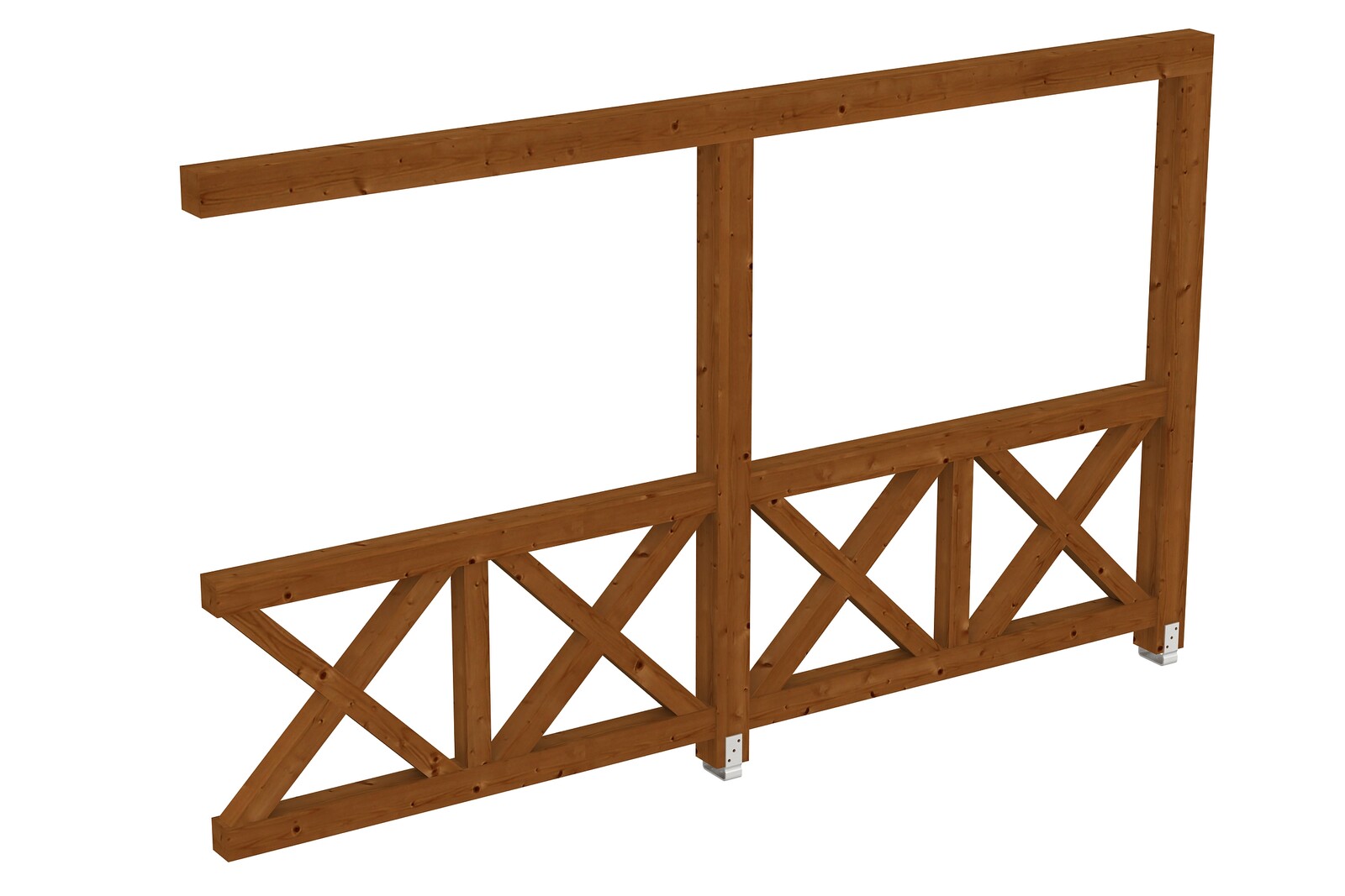 Seitenwand Andreaskreuz (WA) 355 x 210 cm, Fichte, nussbaum