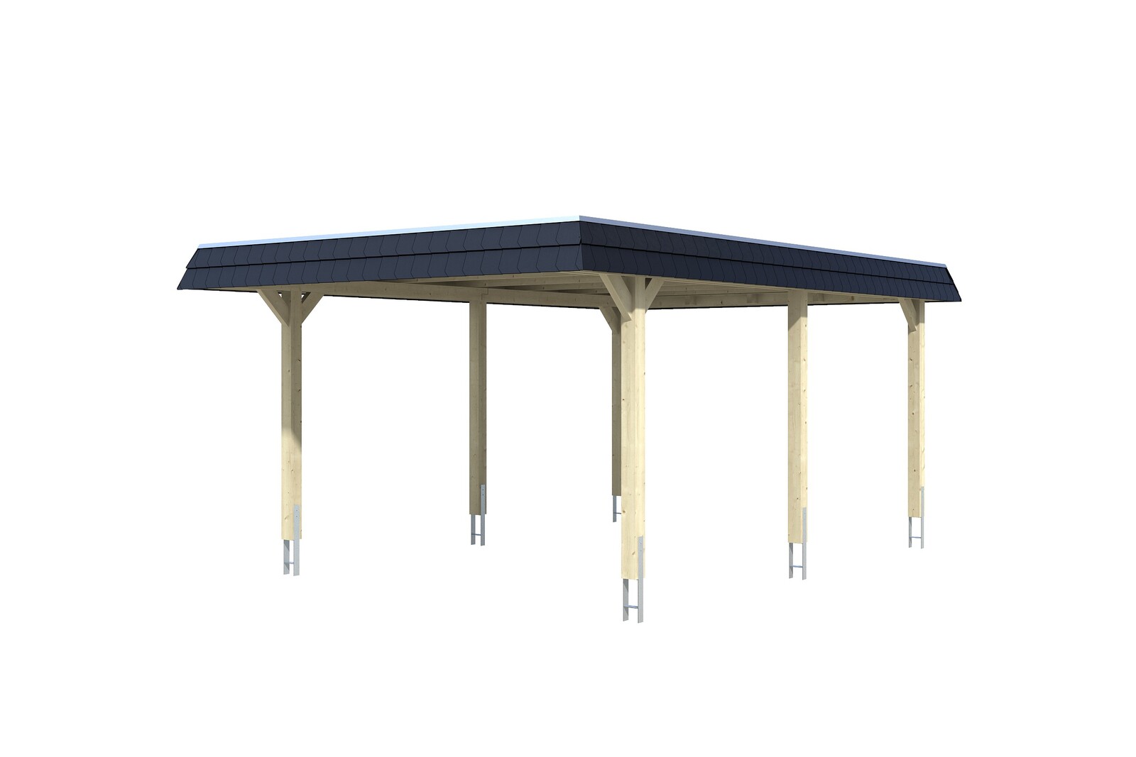 Carport Wendland, zwarte plaat met leisteenuiterlijk 409 x 628 cm, onbehandeld, met dakbetimmering en EPDM-folie