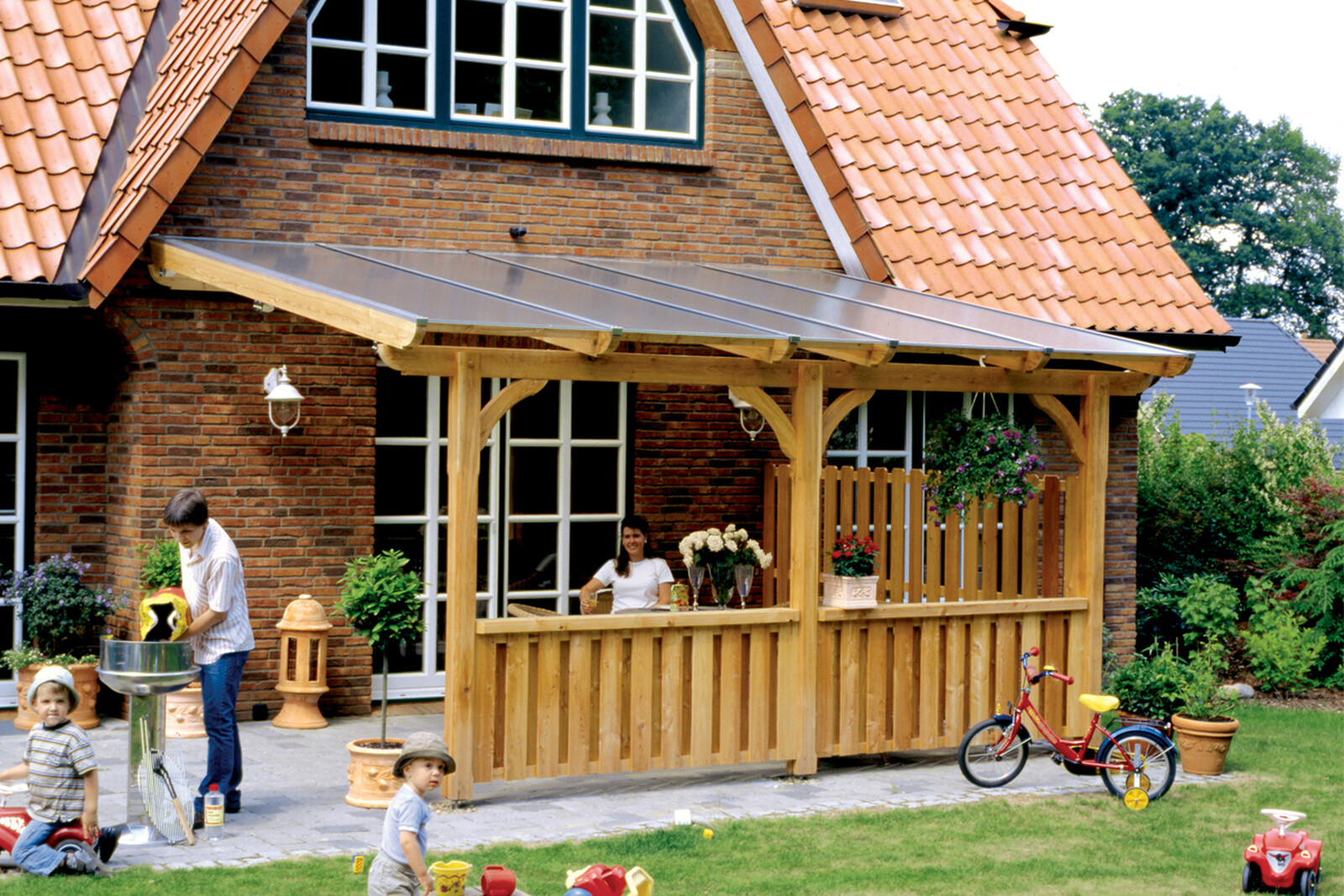 Seitenwand Deckelschalung 255 x 160 cm, Douglasie, nussbaum