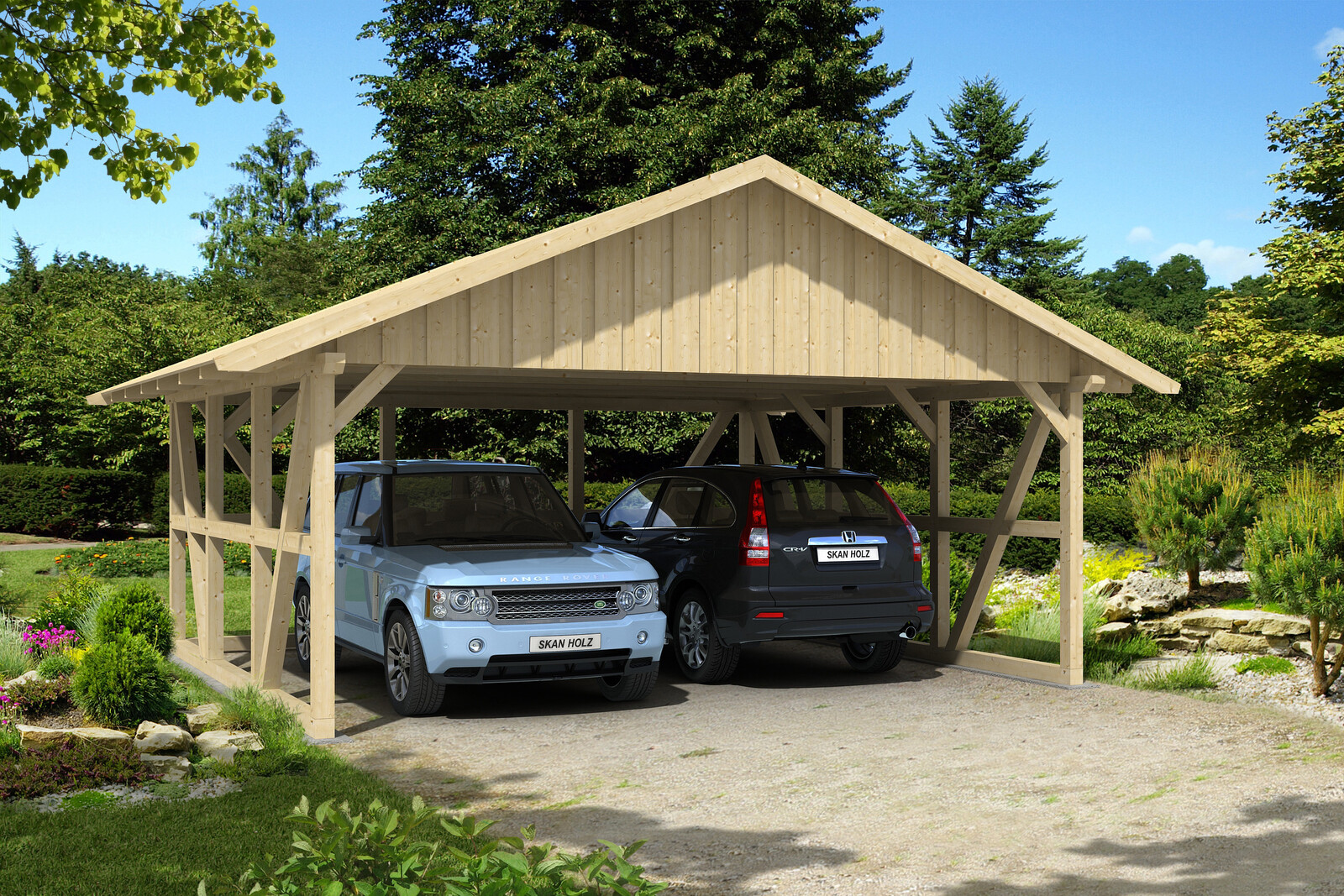 Doppelcarport Schwarzwald mit Rückwand